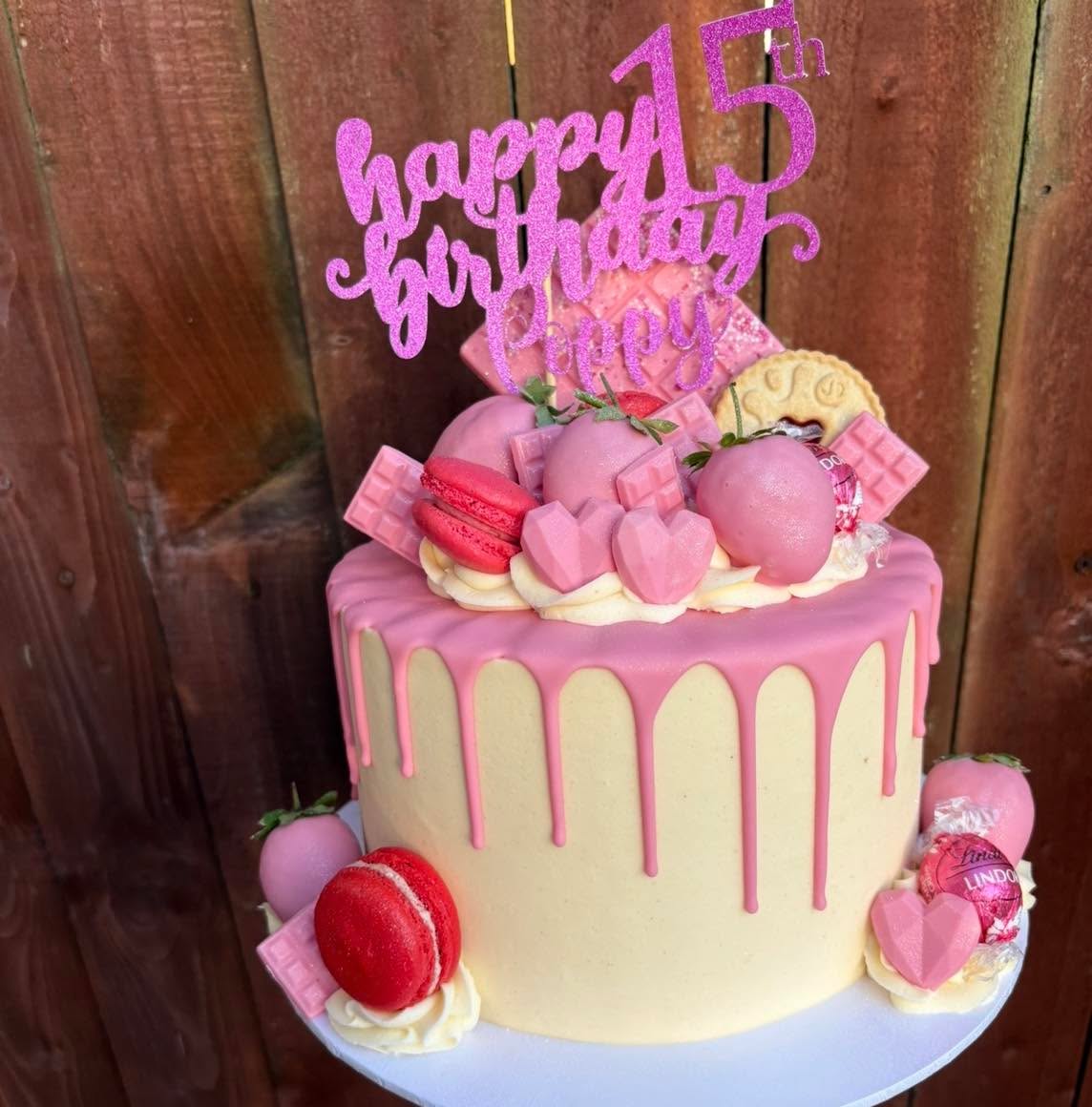 Sweet, stylish, and fifteen 💖✨
This dreamy pink drip cake was made to celebrate a fabulous 15th birthday — loaded with macarons, chocolate hearts, strawberries, and all the pretty details 🎀🎂
Perfect for milestone birthdays that deserve an extra touch of luxury.
Custom cakes designed to make moments unforgettable 💕
DM to order ✨
#15thBirthdayCake #PinkDripCake #BirthdayCakeDesign #LuxuryCake #CustomCakes #BakeryLife #CakeArt #CelebrationCake #PinkAesthetic #MacaronCake #ChocolateLovers #PrettyCakes #InstaCake #CakeGoals #BakeryBusiness #HandcraftedCakes