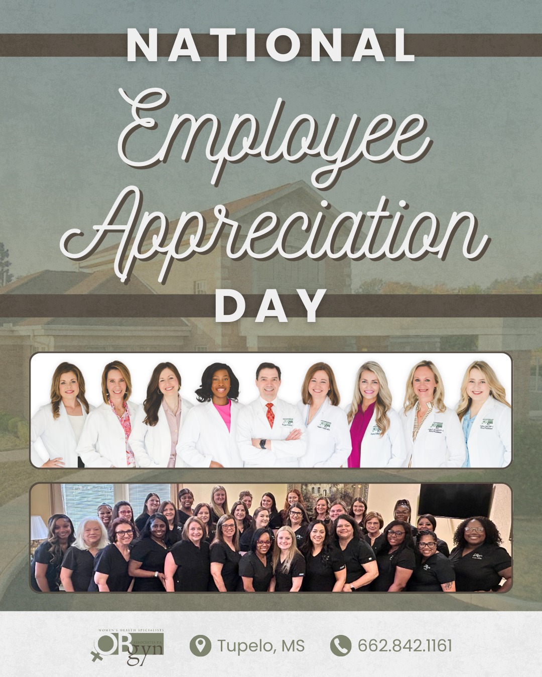 Today, we celebrate the heart of our clinic—our amazing team! 💕
Your dedication, compassion, and hard work make a difference in the lives of every patient who walks through our doors. Thank you for all that you do—we couldn’t do it without you!
📞 662.842.1161
📍 1793 Cliff Gookin Blvd, Tupelo, MS 38801
-
#OBGYNAssociates #TupeloOBGYN #TupeloMS #OBGYN #WomensHealth #EmployeeAppreciationDay #TeamSpotlight #ClinicFamily #ThankYou