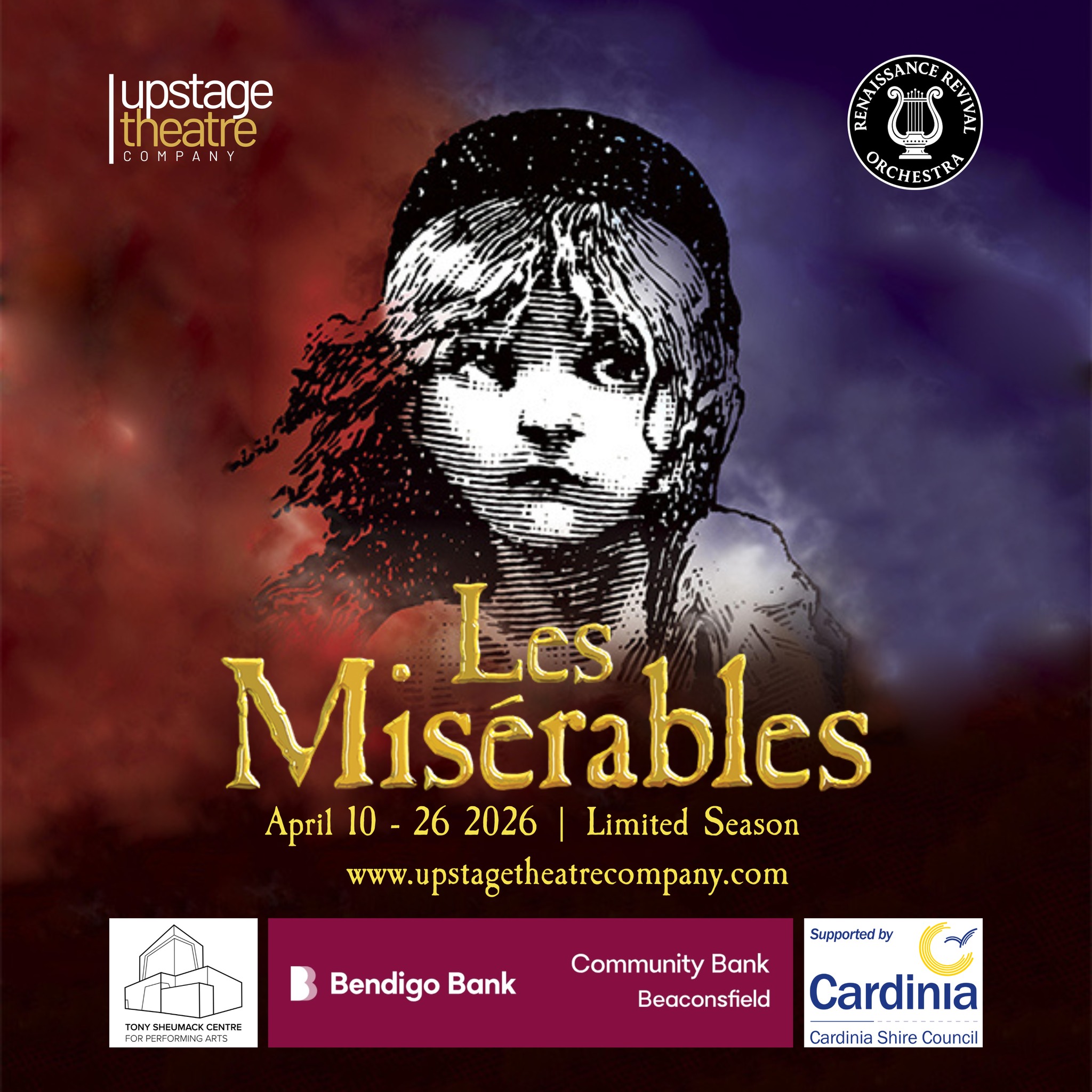 🎭 THE TIME FOR CHANGE IS NOW: LES MISÉRABLES IS COMING TO BERWICK 🎭
Be part of a movement that inspires hope and unity as the world's most beloved musical takes the stage!
✨ TICKETS ARE NOW ON SALE! ✨
Upstage Theatre Company proudly presents A new production of
BOUBLIL and SCHÖNBERG'S - LES MISÉRABLES
📍 Tony Sheumack Centre for Performing Arts, Berwick
📅 10–19 April 2026
🇫🇷 STRICTLY LIMITED SEASON - 8 SHOWS ONLY - NO EXTENSION POSSIBLE!
🎟️ Secure your spot for an unforgettable experience that will leave you feeling empowered and inspired. Join a community that believes in the power of the human spirit, as our talented cast brings Victor Hugo's masterpiece to life . Presented by arrangement with Music Theatre International and by arrangement with CAMERON MACKINTOSH LTD
👉 Book now: https://www.upstagetheatrecompany.com/book-tickets
Will you be the change you wish to see? ❤️🔥