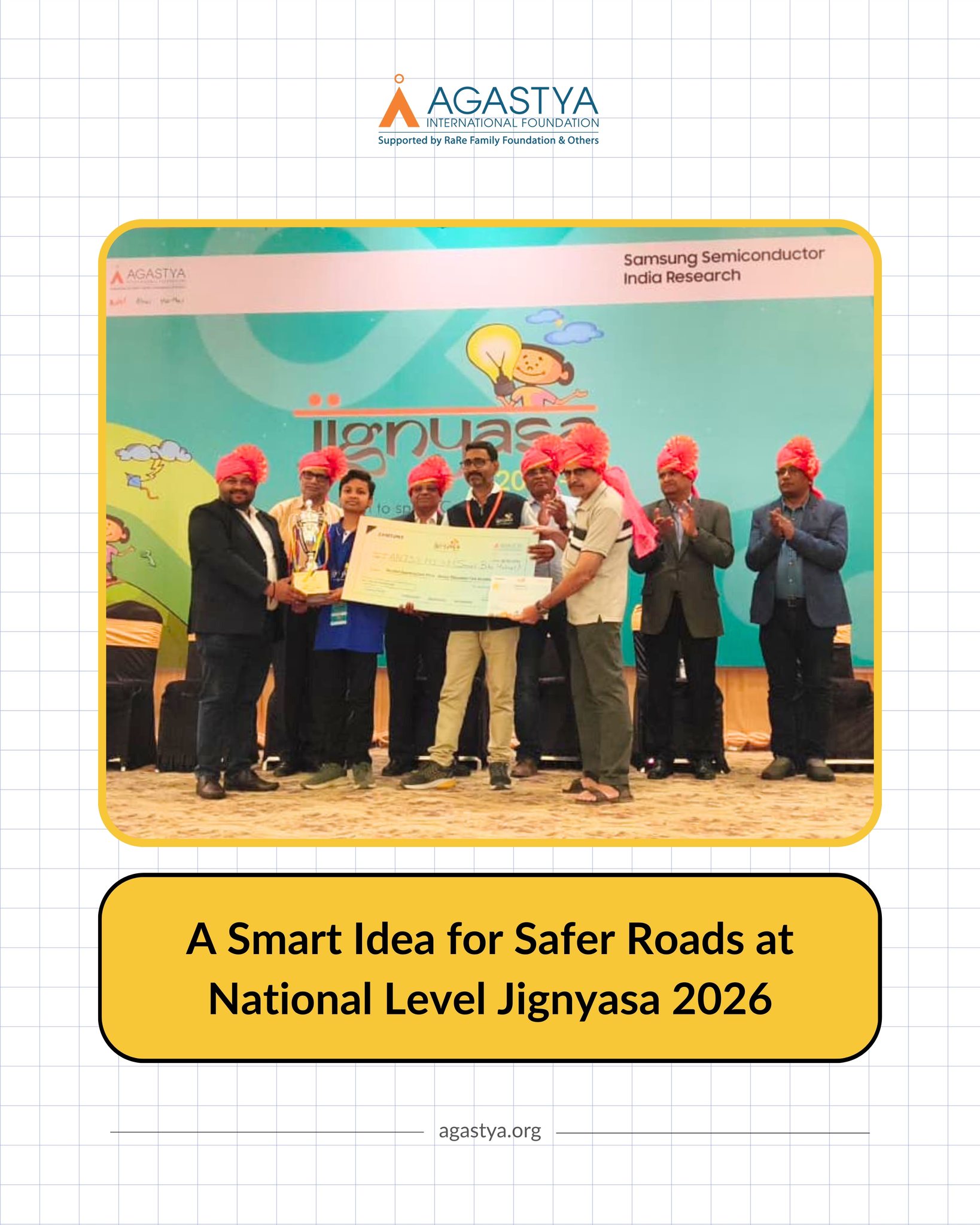 Dev Gupta from Government Senior Secondary School, Bhimgarh Kheri, Gurugram, representing the M3M-supported Mobile Science Lab program, showcased his innovation at the National Jignyasa Model Making Challenge held in Pune supported by Samsung Semiconductor India Research and secured the 2nd Appreciation Prize for his project, Smart Helmet.
Designed with rider safety in mind, the Smart Helmet ensures that a bike starts only when the helmet is worn. The model also integrates smoke detection and GPS tracking, presenting a practical solution for safer journeys.
The National Level Jignyasa brought together 75 teams in the Children’s edition and 21 teams in the Teacher edition, attracting over 2,000 visitors, making it a vibrant platform for young innovators to present real-world ideas.
#Innovation #M3MFoundation #NationalJignyasa2026 #SmartHelmet #YoungScientists #GurugramPride #SamsungSemiconductor