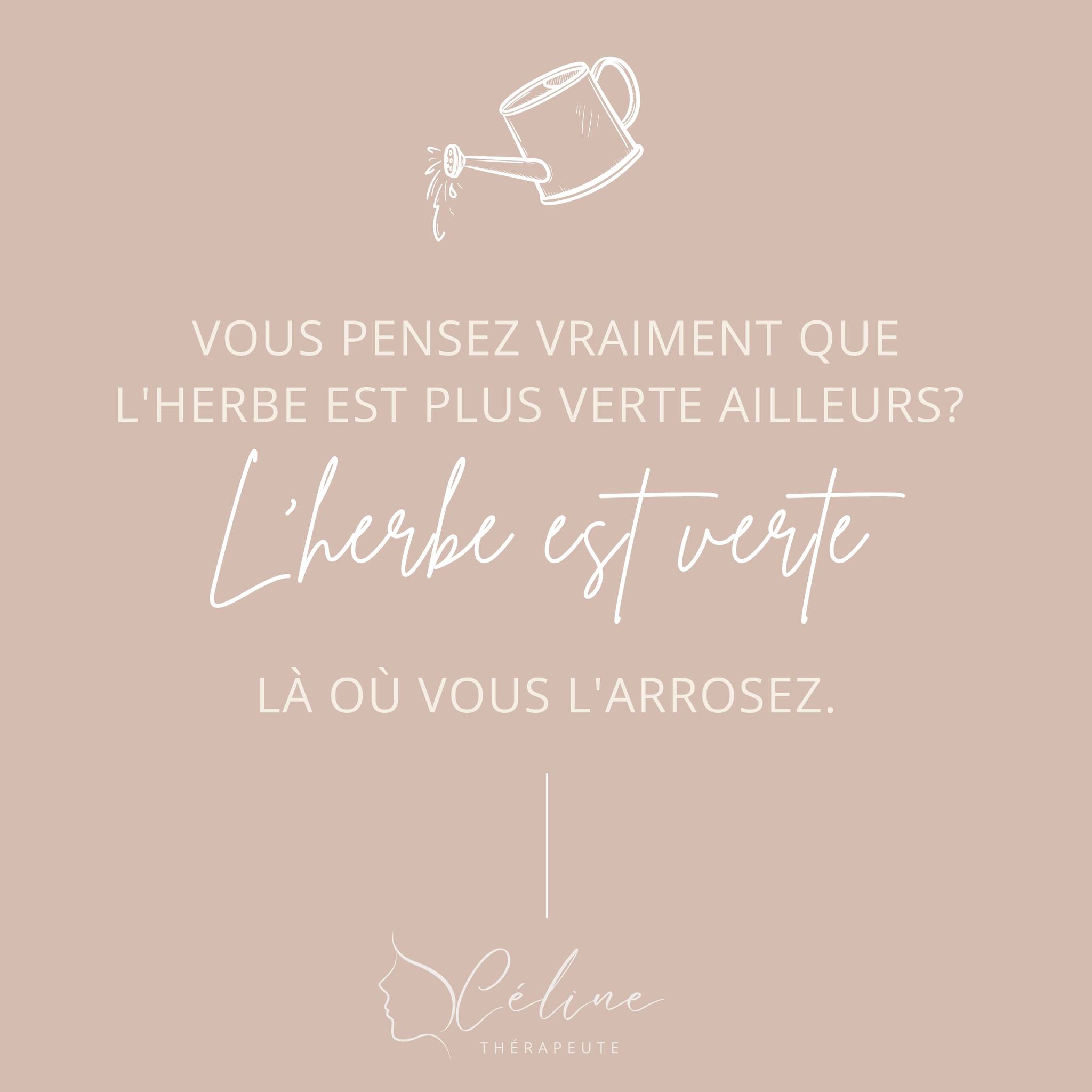 🍀Et si l’herbe était simplement plus verte là où vous l’arrosez ? ☺️
On passe parfois beaucoup de temps à chercher “mieux”, “ailleurs”, “plus tard”…
Alors que le vrai changement commence souvent ici, maintenant, dans l’attention que l’on se porte.
💦Prendre soin de soi, c’est choisir d’arroser son propre terrain : son corps, ses émotions, ses besoins, ses limites, son énergie.
🔅C’est décider de remettre de la douceur
là où tout a été tendu,
de la clarté là où tout semblait confus,
de la présence là où l’on s’était oublié.
_________________
🩷 Céline Monteiro, Thérapeute
📍 Cabinet Thérapies 6, Genève
📲 +41 78 305 02 98
ℹ www.celinetherapeute.com
#kinesiologie #bienetre #developpementpersonnel #prendreSoinDeSoi #equilibredelavie #ecouteducorps #therapeute #geneve