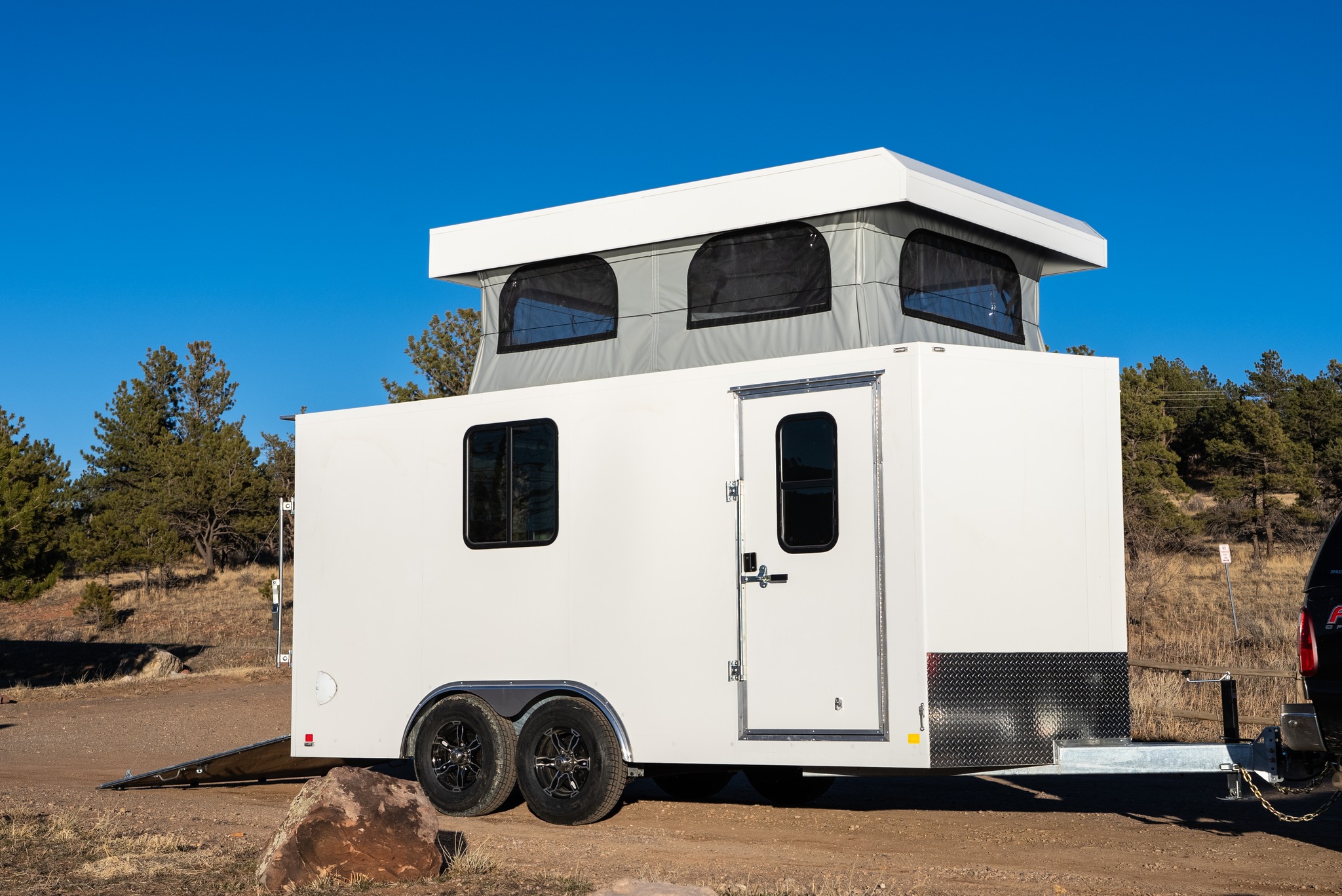 Our pop top trailers are a game changer. Especially if you are looking for a dual sport / toy hauler option. Bring your Motorcycles, ATV's, quads, and more while having a dedicated sleeping space above that stays cleaner and doesn't smell like fuel. Whether, you want storage, a lounge area, a mobile shop or something else below, we can build it for you. Reach out to our team for more details.
970.699.6000 • coloradocampervan.com
#coloradocampervan #poptop #poptoptrailer #sturgis
#vanconversions #vanbuilders #vanfam #vanlife
