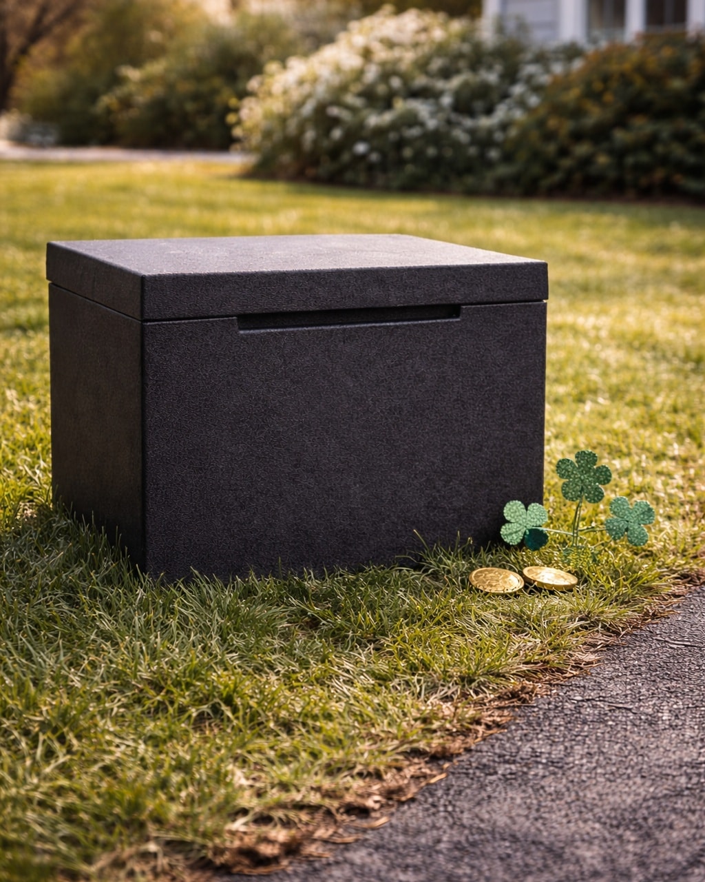 Guarding your gold at the end of the driveway.
Box guardian is no match for thieves or leprechauns.
#stpatricksday #stpatricksday☘️ #StPatricksDay2026 #delivery #packageprotection