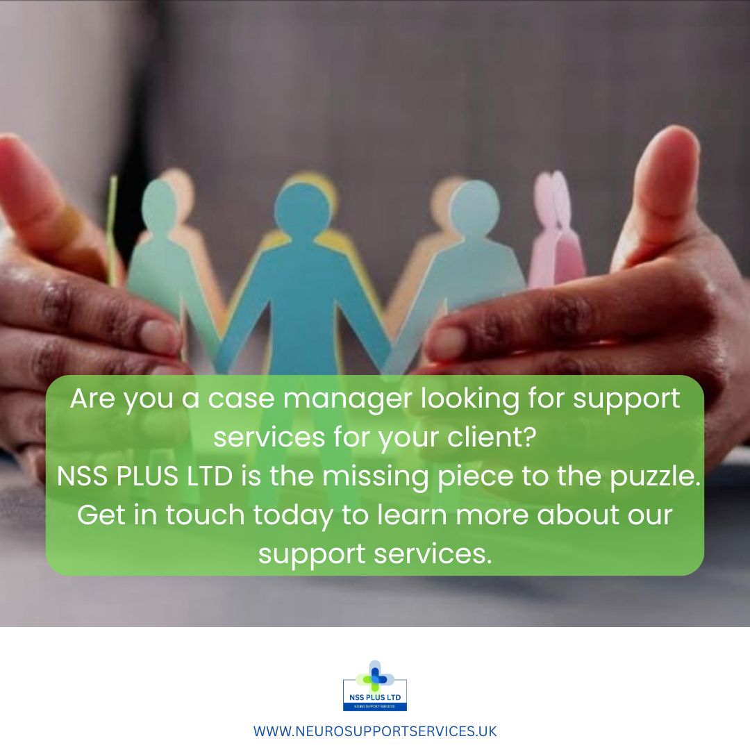 Looking for the missing piece? 🧩
Case Managers, meet NSS PLUS LTD.
We provide the expert support services your clients need to thrive. Stop searching and start partnering with a team that prioritizes results and reliability.
🚀 Ready to learn more? Hit the link in our bio or send us an email today - admin@neurosupportservices.uk
#CareSupport #CaseManagement #NSSPlus #SupportWorker #ClientCare #Recruitment #BrainInjury 💙💚