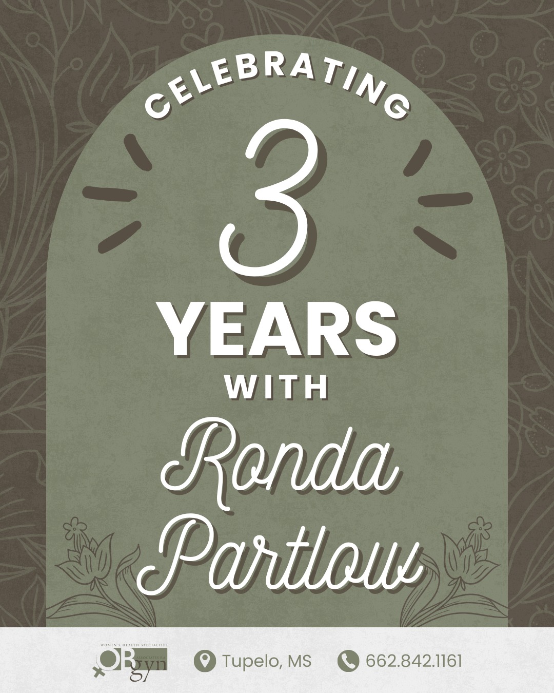 Ronda, your commitment and care never go unnoticed. We’re grateful for every moment you’ve spent making a positive impact here.
-
#OBGYNAssociates #TupeloOBGYN #TupeloMS #OBGYN #WomensHealth #WorkAnniversary
