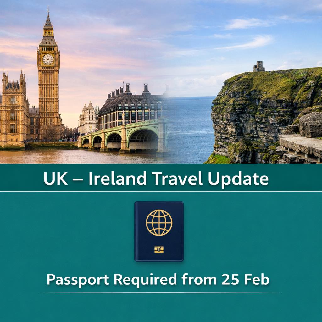 ‼️ Urgent ‼️
✈️ Travelling to Ireland? Please read this ✈️
If you’re flying between the UK and the Republic of Ireland with Aer Lingus, there’s an important change from 25 February.
Aer Lingus will now require a valid passport (or Irish passport card) for all passengers travelling in both directions.
Driving licences and other photo ID will no longer be accepted.
This is a change from previous years, where alternative ID was allowed under the Common Travel Area.
A couple of key things to note
• This applies to Aer Lingus and Aer Lingus Regional services between the UK and the Republic of Ireland
• Domestic routes such as Belfast to UK and Dublin to Donegal are exempt
• British Airways is still allowing travel without a passport on some London to Dublin routes, but if you book an Aer Lingus operated flight through BA, you will still need a passport
If you have an upcoming trip booked and you’re unsure which airline you’re flying with, please double check now.
As always, if you’ve booked through me and want me to confirm your documents are correct, just drop me a message.
Better to check now than have an airport surprise.
#NCTravelUK #TravelUpdate #IrelandFlights