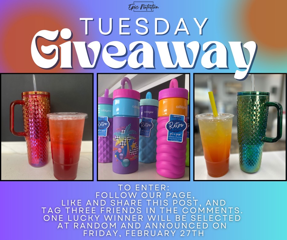 💘✨ FEBRUARY GIVEAWAY TIME ✨💘
Hey Epic Fam! We’re spreading the love all month long, and it’s time for another EPIC giveaway 💕
🎁 ONE lucky winner will receive:
👉 A FREE Epic Tea of their choice
👉 A brand new tumbler of their choice
✨ HOW TO ENTER:
✔️ Like this post
✔️ Make sure you’re following our page
✔️ Share this to your personal Facebook wall
✔️ Comment with three friends you think would love Epic Nutrition
📅 Winner announced Friday, February 27th!
Let’s keep the cozy vibes, positive energy, and EPIC sips flowing all month long 💞🥤
NOTE: Winner must be present and willing to have their picture taken for social media. 💛