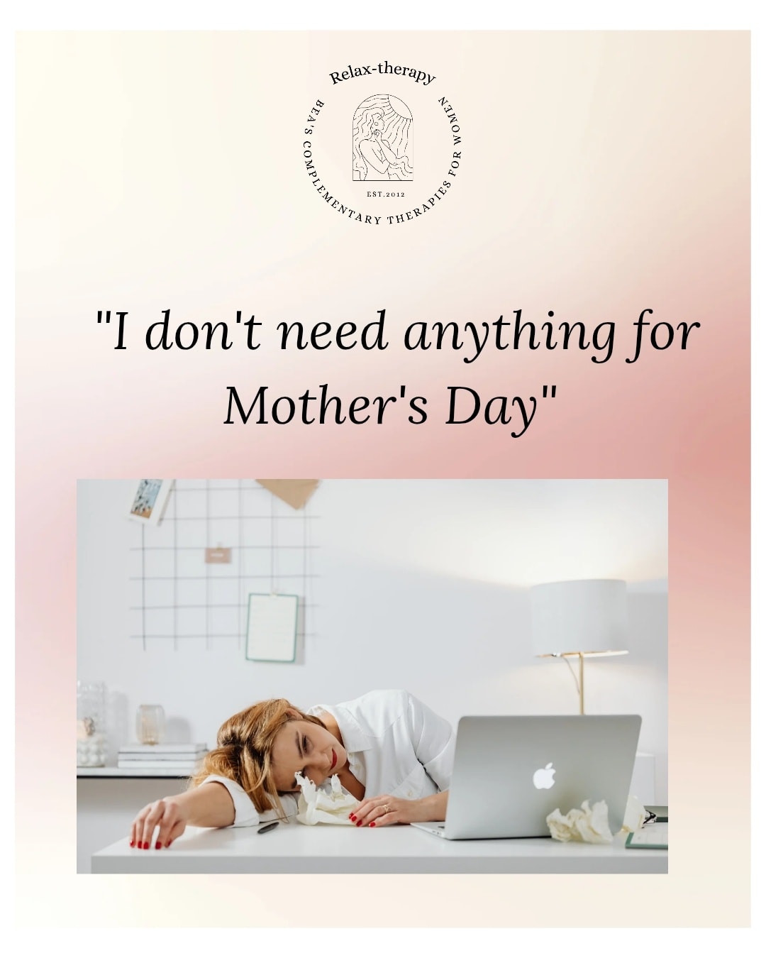 — Said every exhausted mum ever.
She’ll say she’s fine.
She’ll say “Don’t spend money on me.”
She’ll say “The kids are enough.”
But here’s what her body is saying:
✨ I’m tired.
✨ My back hurts.
✨ I haven’t fully relaxed in months.
✨ I can’t remember the last time someone took care of me.
Mums are brilliant at minimising their own needs.
That doesn’t mean they don’t have them.
This Mother’s Day, let’s stop rewarding burnout with flowers.
Let’s reward it with actual care.
Gift vouchers available.
Because “I’m fine” rarely means fine. #selfcare #relaxation #CR8 #girlmum #boymum
