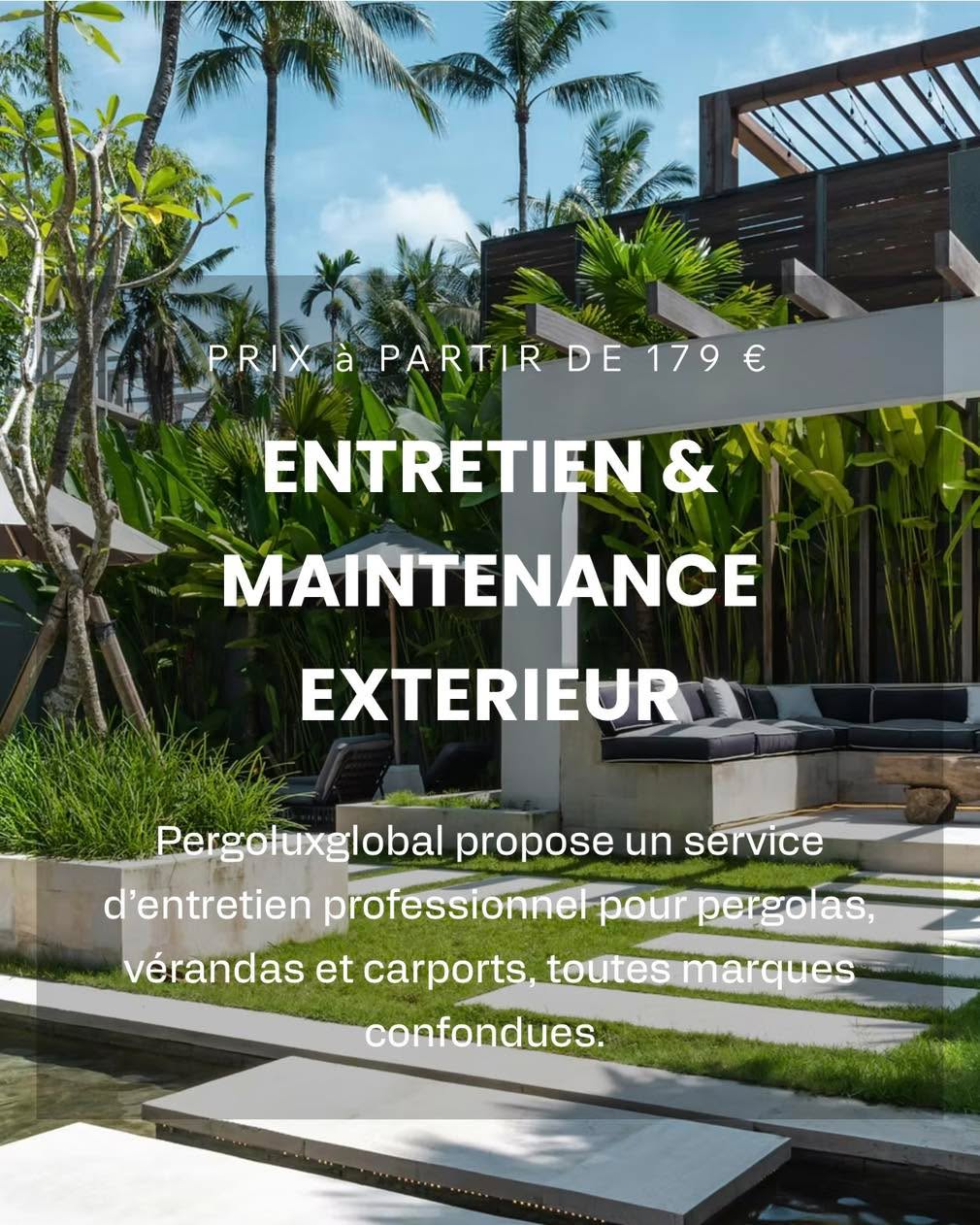 🧼 NOUVEAU CHEZ PERGOLUXGLOBAL
Votre pergola, véranda ou carport mérite de rester comme au premier jour… ✨
Nous lançons notre service d’entretien & maintenance extérieur, toutes marques confondues :
✅ Nettoyage complet
✅ Vérification des mécanismes
✅ Réglages et contrôle général
✅ Intervention professionnelle
💰 À partir de 179 €
⚠️ Parce qu’un extérieur bien entretenu, c’est aussi un extérieur qui dure…
📍 Intervention en région liégeoise
🚚 Déplacements possibles partout en Belgique
📩 Envoyez “ENTRETIEN” en message privé pour votre devis rapide
#pergoluxglobal #EntretienPergola #MaintenanceExterieur #PergolaAluminium #Veranda #Carport #Liege #Belgique #wallonie