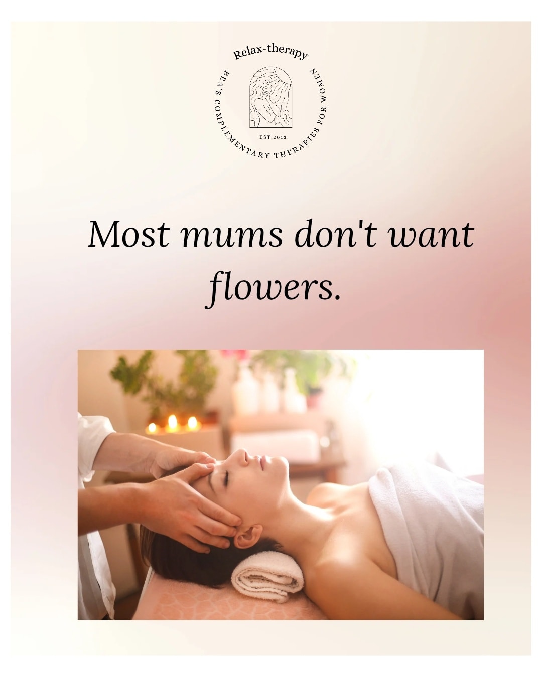 They want to feel like themselves again.
Everyone’s talking about bouquets and chocolates.
But if I asked most of my clients what they actually want for Mother’s Day?
It’s not another scented candle.
It’s:
✨ Shoulders that don’t ache
✨ One hour where nobody needs them
✨ To not feel touched-out and exhausted
✨ To lie down without listening for someone shouting “Mum?”
That’s not selfish.
That’s a nervous system that’s been on duty for years.
Mother’s Day isn’t about being celebrated with stuff.
It’s about being supported.
If you’re a mum reading this —
or you love one —
Let’s give her something that actually helps.
Bookings now open for Mother’s Day treatments & vouchers 🌷
Visit the website or give me a text on 075 518 14 122 and let's book the best Mother's Day gift!
#massage #reflexology #pregnancy #purley #relax