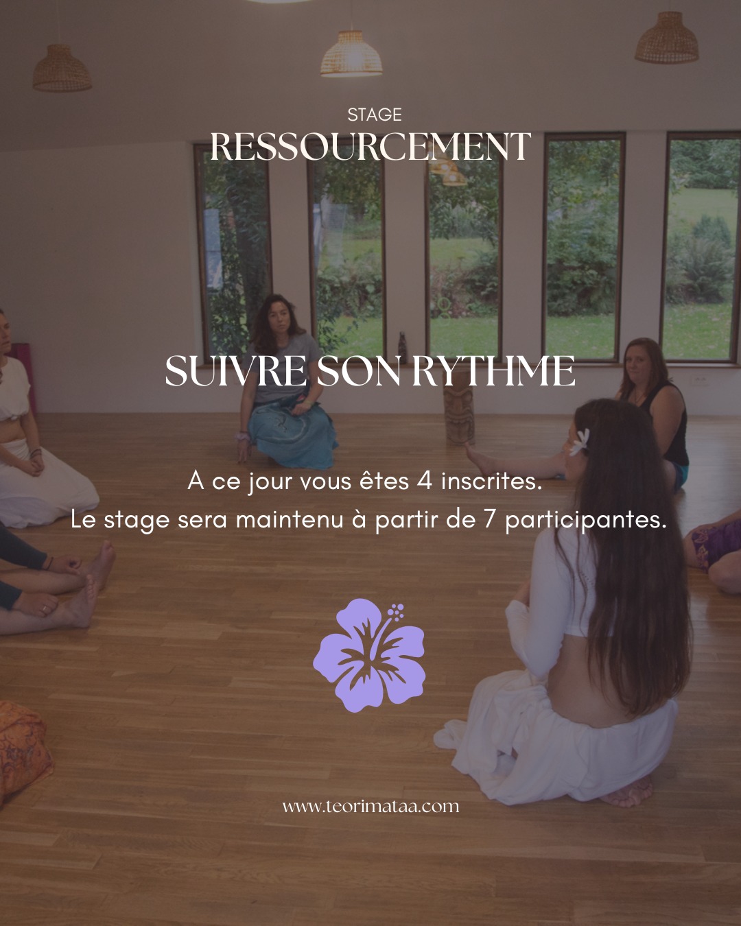 A ce jour vous êtes 4 participantes pour le stage de mars.
Merci beaucoup à vous quatre qui me faites confiance ☀️✨
Le stage sera maintenu si 7 personnes s'inscrivent.
En toute franchise, en dessous les frais seraient trop important pour que je puisse l'assurer (hébergement, pensions, intervenants, matériels pour les ateliers, les petites attentions...)
Alors si tu as l'intention de t'inscrire, je t'invite à m'en faire part avant le 6 mars.
Si tu as la moindre interrogation, viens échanger avec moi.
Ecoute toi, tu as la possibilité de vivre un moment unique, fort et ressourçant dans un espace bienveillant, respectueux et calme.
🌿🌿🌿
Suivre son rythme ❤
🔸20 au 22 mars 2026, hébergement et pension complète
🔸au @domainedelamoglais, 22400, Lamballe
🔸 tarif : 235€
🔸contact : teorimataa@hotmail.com / 0629601030
#stageressourcement #culturepolynesienne #rythmeinterieur #creativite #tahiti #nature #bienetre