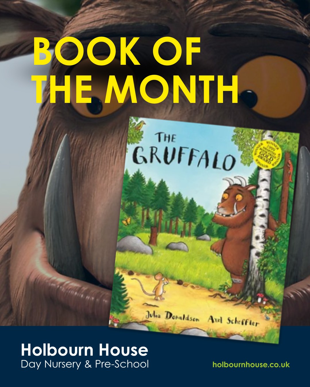 📚 Book of the Month: The Gruffalo 📚
There’s BIG news in the world of The Gruffalo - a brand new Gruffalo story is coming this September! 🎉
With so much excitement (from grown-ups and little ones alike), we've been revisiting the original. This Julia Donaldson classic teaches us a powerful message; to not to make assumptions based on appearances, and that through strength, bravery, imagination, confidence and fortitude, challenges can be overcome.
The repeating rhymes help children anticipate what’s coming next and often join in to help complete the story, building confidence and early literacy skills along the way.
And of course, we bring the story to life with puppets and a song! 🎶
Who else is looking forward to reading the new Gruffalo book?
#BookOfTheMonth #TheGruffalo #EarlyYears #ReadingMagic #ChildrensBooks