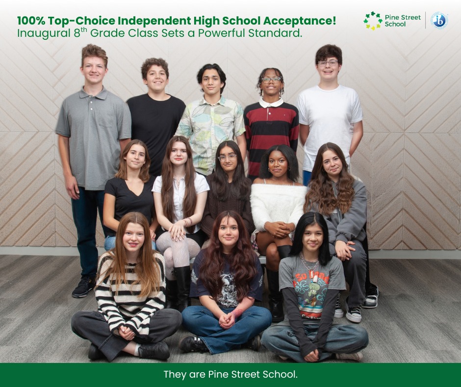 They are prepared, academically and personally.
Our inaugural 8th grade class has received acceptances to leading independent schools across New York City, and every student has secured a place at their top-choice school.
This is more than a milestone for 13 remarkable students. It powerfully affirms what a Preschool–Grade 8 Pine Street School education makes possible.
They are Pine Street.
