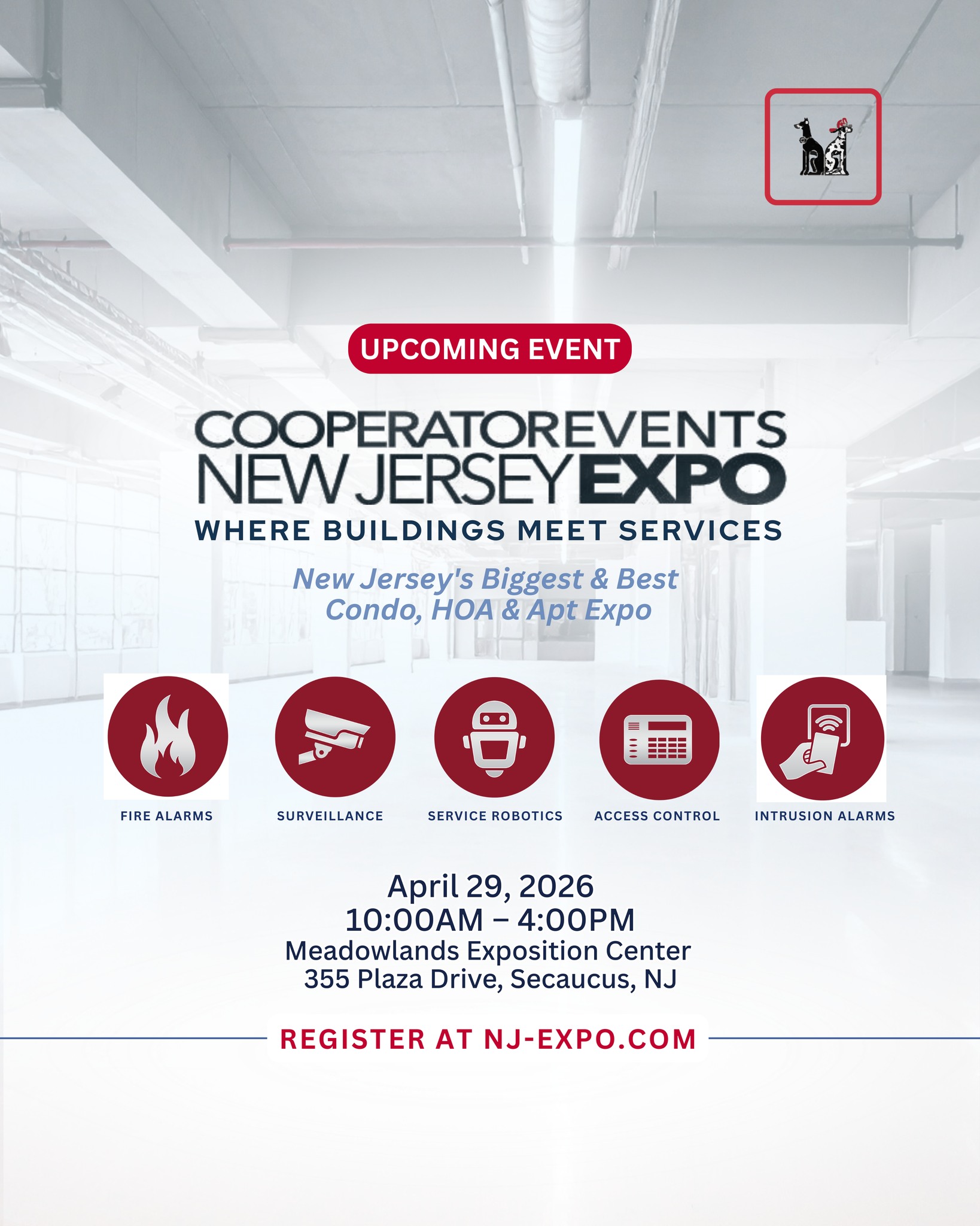 Attention New Jersey! 🚨 Join us on April 29 for the Cooperator Events New Jersey Expo. Learn about the latest in building services from industry professionals, and stop by to learn more about Haig's services in fire alarms, surveillance, service robotics, access control, and intrusion alarms.
Registration is now open at nj-expo.com