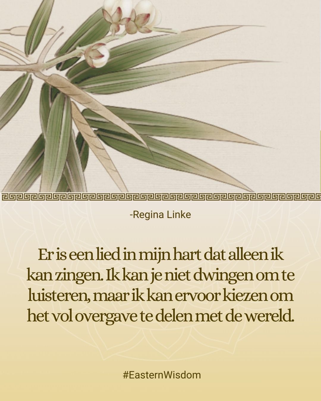 Iedereen draagt een uniek lied in zijn hart, een verhaal dat alleen jij kunt delen. Het is een geschenk om je waarheid te leven en de wereld te laten zien wie je werkelijk bent. 🌿✨ Deel jouw lied met moed en overgave, en inspireer anderen om hetzelfde te doen.
#mindsetquotes #soulfood #easternwisdom #zen #taoisme #spiritualcoach #innerpeace #wisdom #bewustwording #selfdevelopmentforwomen #innerlijkebalans #spiritueleontwikkeling #spíritualcommunity