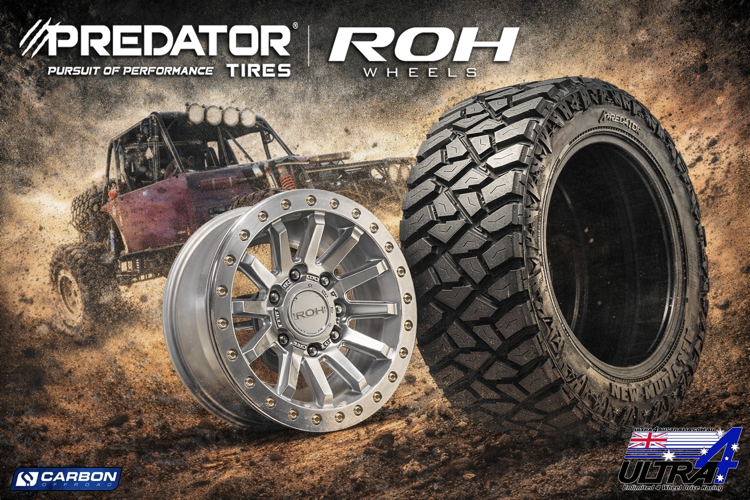 Ultra4 Australia presented by @carbonoffroad_australia is proud to welcome two new product sponsors for the 2026 season — @predatortyres.au and @roh_wheels.
@predatortyres.au, now one of the fastest growing tyre brands in Australia, are built for those who live for action, adventure and demand real performance. Designed to handle harsh Aussie off-road conditions, the Mutant X-AT, Mutant X-MT and Mutant RT range is made for the kind of terrain avid 4WDers and off-roaders tackle every weekend — from rocky tracks and muddy climbs to long stretches of outback dirt.
Competitors will also see the ROH Zullo Wheels in action, featuring innovative Hybirdlock Technology — giving teams the option to run them as a traditional rim with a beadlock-inspired lip, or convert them into a genuine beadlock setup for extreme racing and off-road use.
You’ll spot @predatortyres.au and @roh_wheels fitted to a couple of key Ultra4 Australia staff vehicles throughout the season — showcasing exactly what these products can do in real-world conditions.
And for 2026, @roh_wheels will be up for grabs for both competitors and spectators, so stay tuned for your chance to win a set of your own.
The season ahead is shaping up to be a strong one. 🏁
