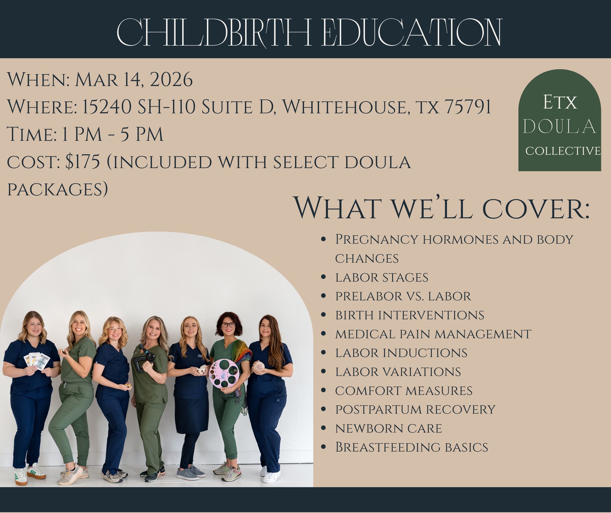 Our next Childbirth Education Class is coming up on March 14
If you’re due this spring or summer, now is the time to prepare. We’ll cover labor stages, comfort measures, partner support, interventions, postpartum planning, and how to walk into birth feeling informed and confident.
This class is perfect for hospital, birth center, or home birth families in East Texas who want practical tools and evidence-based education.
Spots are limited, and we’d love to see you there.
Book through the link here - https://docs.google.com/forms/d/1ZuUCA3SKUCer6jhfJ-cBJYcEfjPsj45iD2sqrWwpLMU/edit
#ChildbirthEducation #BirthClass #ETXDoulaCollective #TylerTXMoms #LindaleTX #EastTexasPregnancy #BirthPreparation