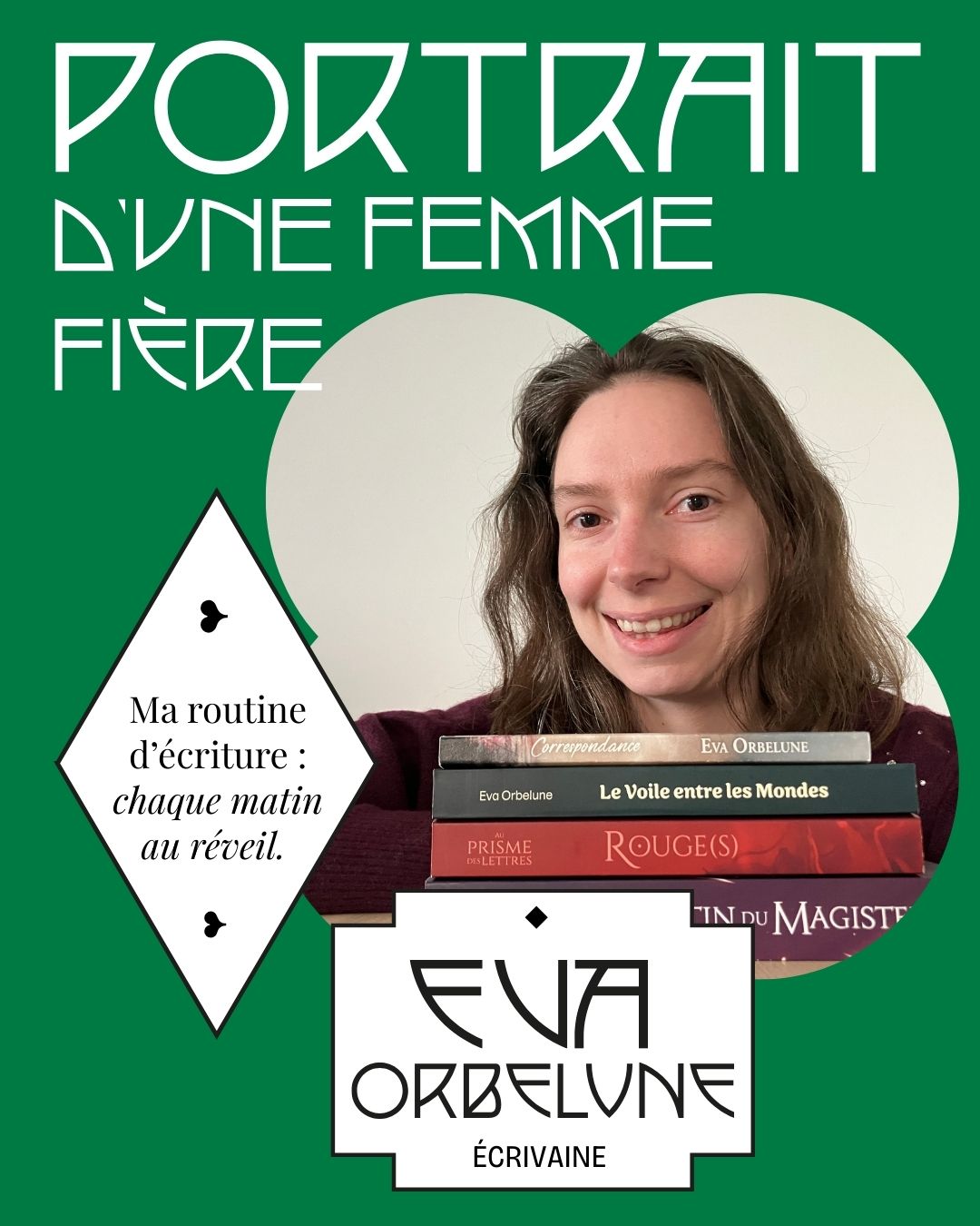 𝐄𝐯𝐚,
Je t’ai rencontré en septembre 2025 sur le marché des Bouquinistes à Huy. C’était le livre ‘Rouge(s)’ qui m’a attiré l’œil, un recueil de poésies et nouvelles d’un collectif ‘Au prisme des lettres’ avec la préface par Michel Pastoureau. Et j’ai notamment un livre de lui sur la couleur dans le cadre de mes recherches artistiques…
A cette période, l’idée du projet était en train de naître avec plein de synchronicités partout.
Je ne pouvais pas ne pas le faire ! Et tu fais partie de ses synchronicités !
J’ai lu par la suite ‘𝐿𝑒 𝑉𝑜𝑖𝑙𝑒 𝑒𝑛𝑡𝑟𝑒 𝑙𝑒𝑠 𝑀𝑜𝑛𝑑𝑒𝑠’ , un récit sous forme de roman qui aborde différentes thématiques autour de la femme. Ce roman m’a emporté, l’histoire est belle, prenante et je pouvais 𝐦𝐞 𝐠𝐥𝐢𝐬𝐬𝐞𝐫 𝐝𝐚𝐧𝐬 𝐥𝐚 𝐩𝐞𝐚𝐮 𝐝𝐞 𝐋𝐮𝐜𝐢𝐧𝐝𝐚. Je pouvais ressentir ses émotions. Et 𝑐𝑒𝑟𝑡𝑎𝑖𝑛𝑒𝑠 𝑠𝑐𝑒̀𝑛𝑒𝑠 𝑎𝑏𝑜𝑟𝑑𝑒𝑛𝑡 𝑑𝑒𝑠 𝑞𝑢𝑒𝑠𝑡𝑖𝑜𝑛𝑠 𝑞𝑢’𝑜𝑛 𝑠𝑒 𝑝𝑜𝑠𝑒𝑛𝑡 𝑡𝑜𝑢𝑡𝑒𝑠 𝑗𝑒 𝑝𝑒𝑛𝑠𝑒… 𝑚𝑎𝑖𝑠 𝑞𝑢’𝑜𝑛 𝑛’𝑜𝑠𝑒 𝑝𝑒𝑢𝑡-𝑒̂𝑡𝑟𝑒 𝑝𝑎𝑠 𝑒𝑛 𝑝𝑎𝑟𝑙𝑒𝑟.
Je trouve que c'est cela qui rend 𝐥'𝐀𝐫𝐭 𝐬𝐢 𝐩𝐮𝐢𝐬𝐬𝐚𝐧𝐭... 𝐜𝐞𝐥𝐚 𝐥𝐢𝐛𝐞̀𝐫𝐞!
𝐑𝐞𝐭𝐫𝐨𝐮𝐯𝐞𝐳 𝐄𝐯𝐚 𝐎𝐫𝐛𝐞𝐥𝐮𝐧𝐞 :
La soirée littéraire « Porter nos voix de femme(s) » le mardi 10 mars de 19 à 22 heures. Pour inscription : https://www.kreative-artdevie.com/event-details/soiree-litteraire-porter-nos-voix-de-femme-s
𝐋𝐚 𝐂𝐨𝐧𝐟𝐞́𝐫𝐞𝐧𝐜𝐞 : 15 mars à 11 hrs,
Choisir son identité d'autrice et sa ligne artistique/éditoriale,( pas d’inscription nécessaire).
Eva conçoit l’écriture comme un moyen d’expression, mais aussi et surtout comme un acte politique.
À travers ses écrits, elle défend des valeurs d’inclusion et de tolérance.
Son prochain roman, intitulé Traqueur de rêves, sort en mai 2026.
• LIENS (mail-tel-réseaux sociaux-site web)
o téléphone : 0491/51.07.41
o mail : eva.robinet.03@gmail.com
o instagram : https://www.instagram.com/eva.orbelune_autrice/
o facebook : https://www.facebook.com/EvaOrbeluneAutrice
o boutique : https://evaorbelune.sumupstore.com/
#fièresdêtrefemme