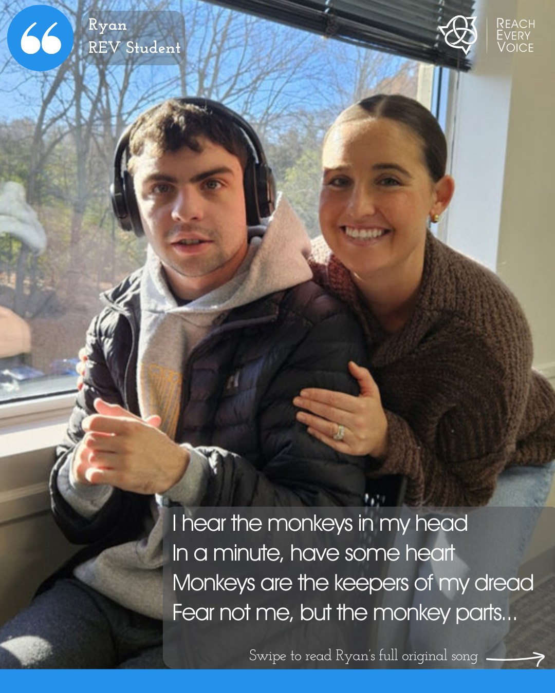 When students are given access and support, their voices shine.
Ryan wrote this original song, and we’re grateful to share it with you.
Take a moment to read through his lyrics.
If a line resonated with you, let us know below. 👇
To hear more student voices and stay connected with what’s happening at REV, subscribe at the bottom of our homepage.
#PresumeCompetence #CommunicationAccess #ReachEveryVoice