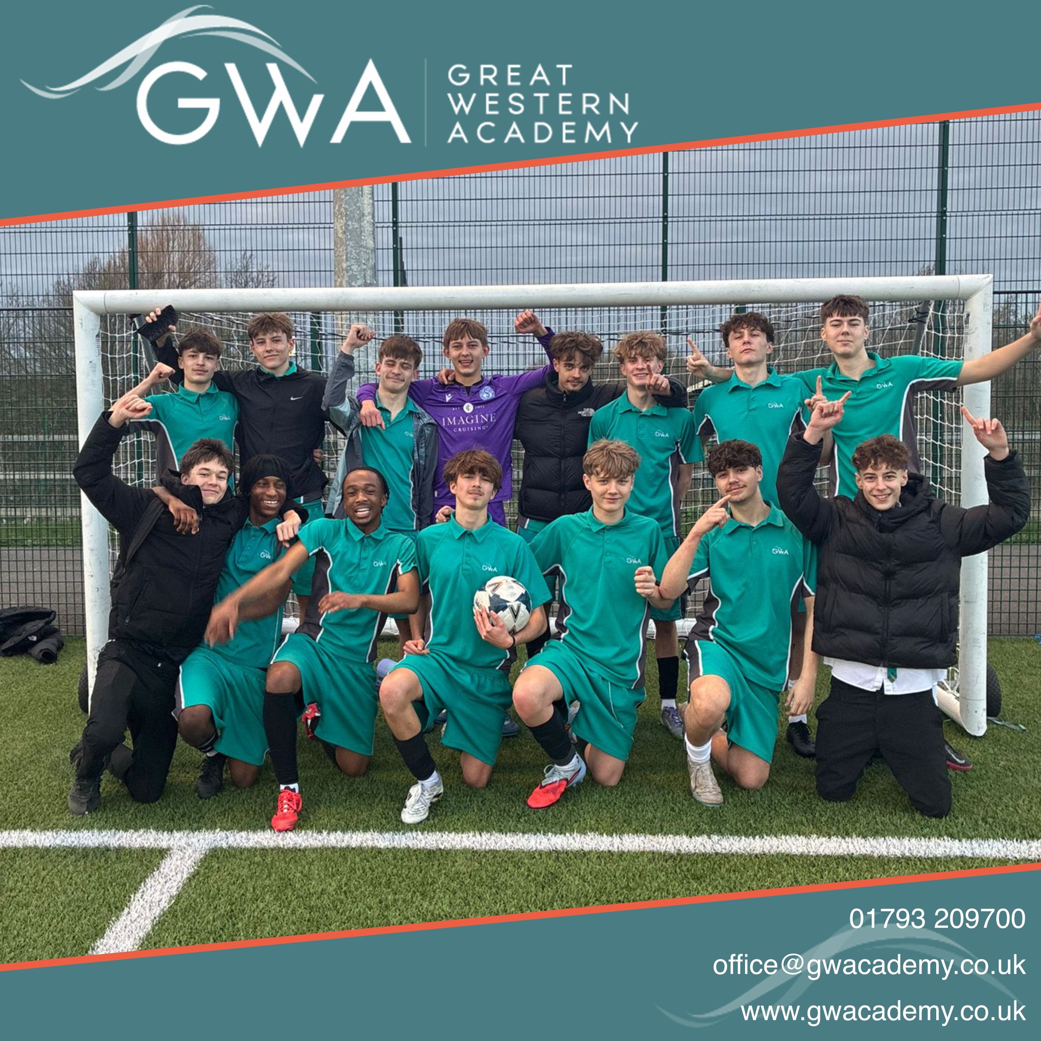 The U16 boys' football team advances to the County Cup Semi-Finals! ⚽️
After two hard-fought 45-minute halves, GWA and Bradon Forest School were level at 3-3.
Showing heart, desire, and plenty of nerve, the boys won 6-5 on penalties.
All 12 players were exceptional; however, a special mention goes to the two Year 10 players for winning ‘Player of the Match’ and scoring the decisive penalty, respectively.
