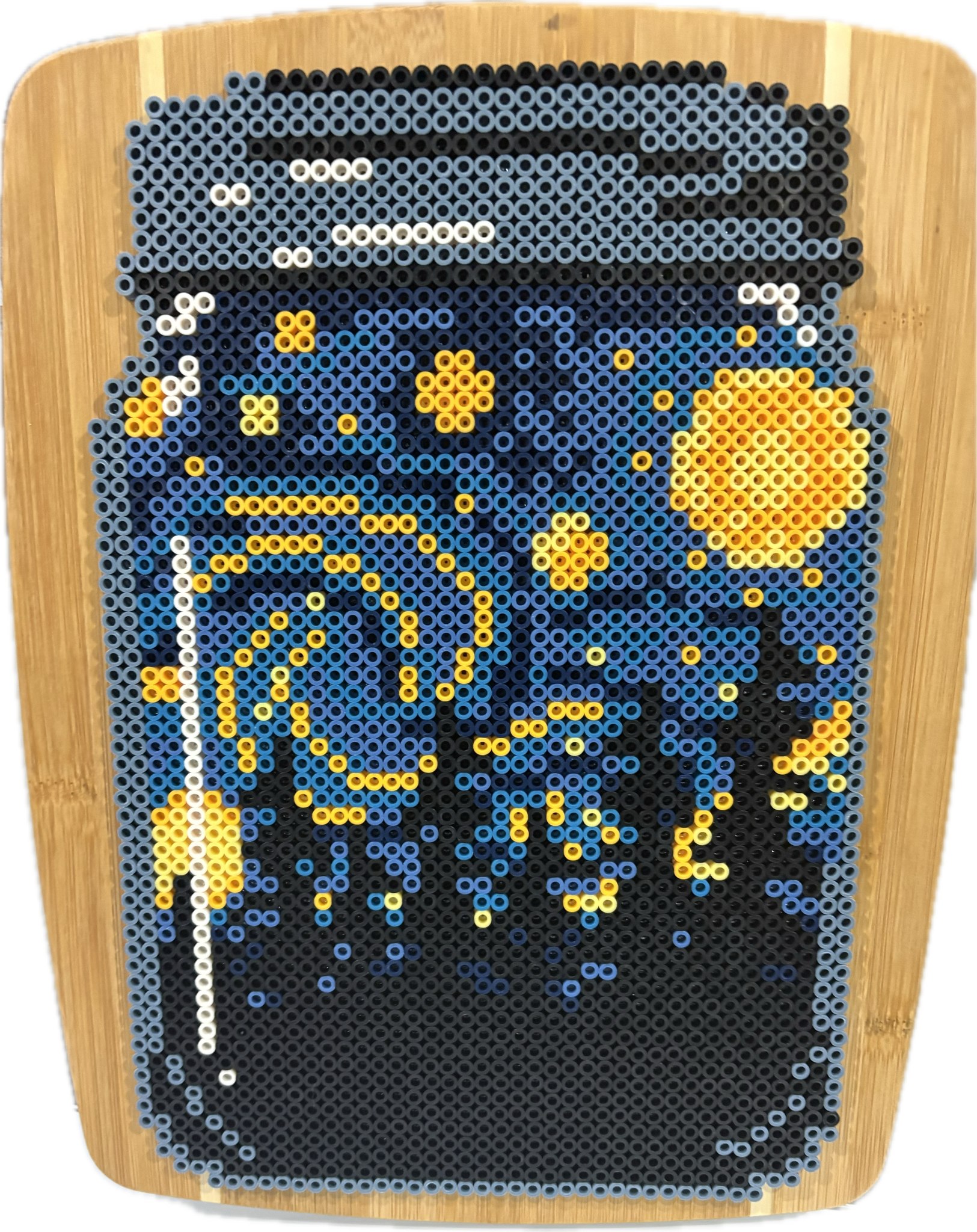 This project contains approximately 2,501 beads and took me 12 hours to complete. The frame size is I am not sure.
