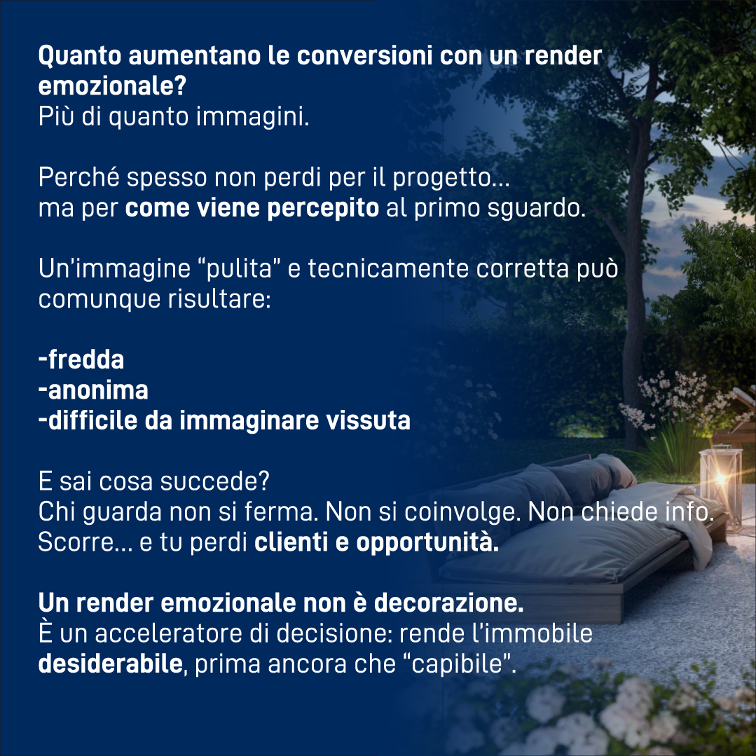 Quanto aumentano le conversioni con un render
emozionale?
Più di quanto immagini.
#rendering #render #rendering3d #archviz #immobiliare #realestate #3d #b3d #marketingimmobiliare #valorizzazioneimmobiliare #luxuryrealestate #luxuryhomes #luxuryhomestyle