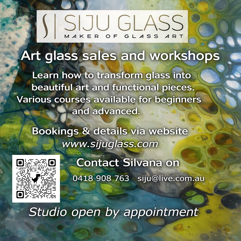 Glass people, this one’s for you.
We’re not just sharing exhibitions in 2026. We’re sharing the hands on stuff too. Workshops. Open days. Short courses. The kind of things that get you out of your head and into your hands.
Silvana Ferrario at SIJU GLASS is running art glass sales and workshops, with courses for beginners and advanced. If you’ve ever looked at molten colour and thought I want to try that, here’s your sign.
@sijuglass
Artists, quick favour.
If you’ve got a workshop, class, demo, exhibition, pop up or event coming up, tell us. We want to list it on the MHOS website and share it here so people can actually find you.
Go to the MHOS website
Head to the FOR ARTISTS page
Fill in the form with your event details
Hit send and we’ll do the rest
Because the Hills aren’t quiet. They’re busy making things.
Mundaring Hills Open Studios | Follow the link in our bio and visit the website for more info
#Mundaringhillsopenstudios #Perthhillsart #WAartists #glassart #glassworkshop #perthworkshops #supportlocalartists #hillsartists #handmadeinWA #slowdownandmake