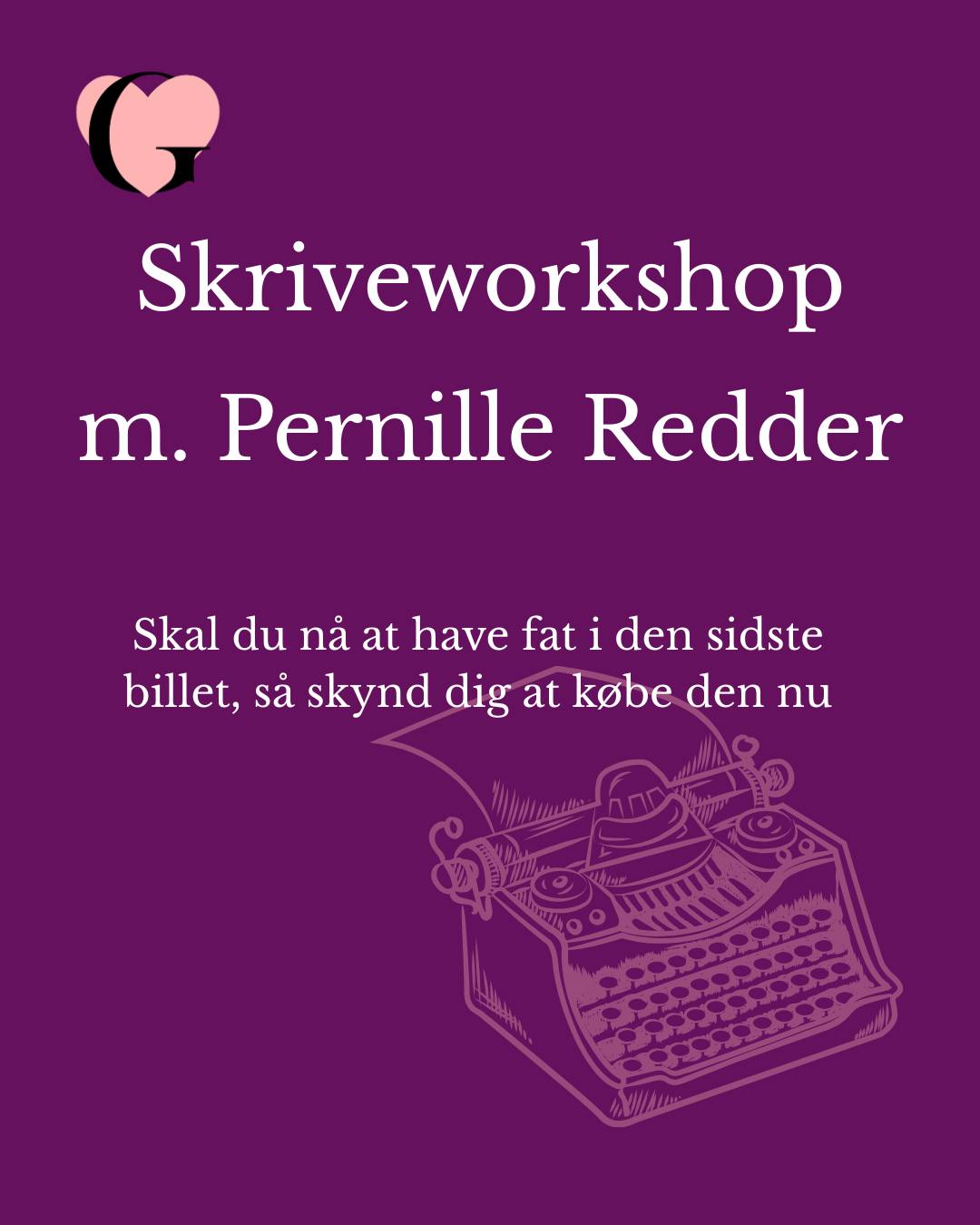 SKRIVEWORKSHOP MED PERNILLE REDDER 📝
I løbet af denne workshop får du redskaberne til at gå fra drømmen om en bog til et færdigstøbt manus.
Du lærer, hvordan du:
🩷 sparker handlingen i gang på de første sider
🩷 udvikler dine karakterer, så de fanger læseren
🩷 fastholder læserens interesse helt til slut
... og så bliver der også tid til at udvikle og skrive på din egen idé
Hvis du ikke har en klar idé til en romance eller feelgood, får du hjælp til at få og udvikle en. Så bare meld dig til, selvom du kun har drømmen og intet andet.
Efter denne workshop kan du tage hjem fra GUNST med spiren til din helt egen romance og en plan for, hvordan du kommer videre med den.
Om din underviser:
Pernille Redder er forfatter til den populære serie om Søstrene Birch, som udkommer som Mofibo Original og på Forlaget Falco. Hun er uddannet journalist med en baggrund i tv-branchen, men har været selvstændig forfatter siden 2022.
Pernille bor i Odense og ud over at skrive, rådgiver hun andre forfattere om skriveproces og udgivelse, redigerer bøger på freelancebasis for forfattere forlag samt arrangerer skriveklub, forfatterforløb og skriveretreats under brandet Writers Club.
Læs mere: PernilleRedder.dk samt @predder og @writersclubdk på Instagram
Der er stærkt begrænset antal.
Pris 100 kr +billet gebyr
OBS: Når man køber billet til workshoppen accepterer man samtidig at GUNST videregiver bookingoplysninger til Pernille Redder, der afholder workshoppen.