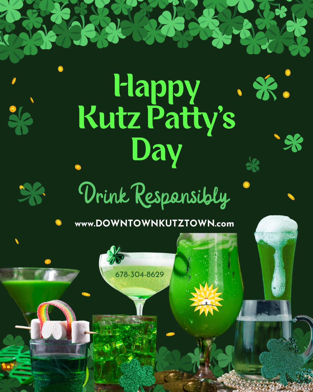 Happy Kutz Patty’s Day! 🍀 Have fun, stay safe, & drink responsibly! #kutzpattysday #KU #kutztownuniversity #GoldenBears #downtownkutztown #eaglepoint #livehowyouwantto #EPPM