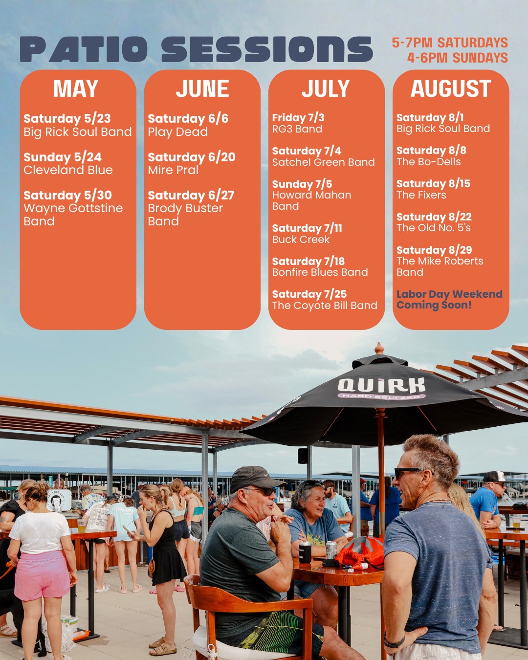 The 2026 Summer Schedule is HERE! 🎶🌊
Float Local Fridays. Patio Sessions. Live bands all summer long.
(Yes… July 3rd, 4th AND 5th are stacked this year.)
If you want your boat here for weekends like this, now’s the time to line it up.
📞 785-749-3222
📧 cm@clintonmarina.com