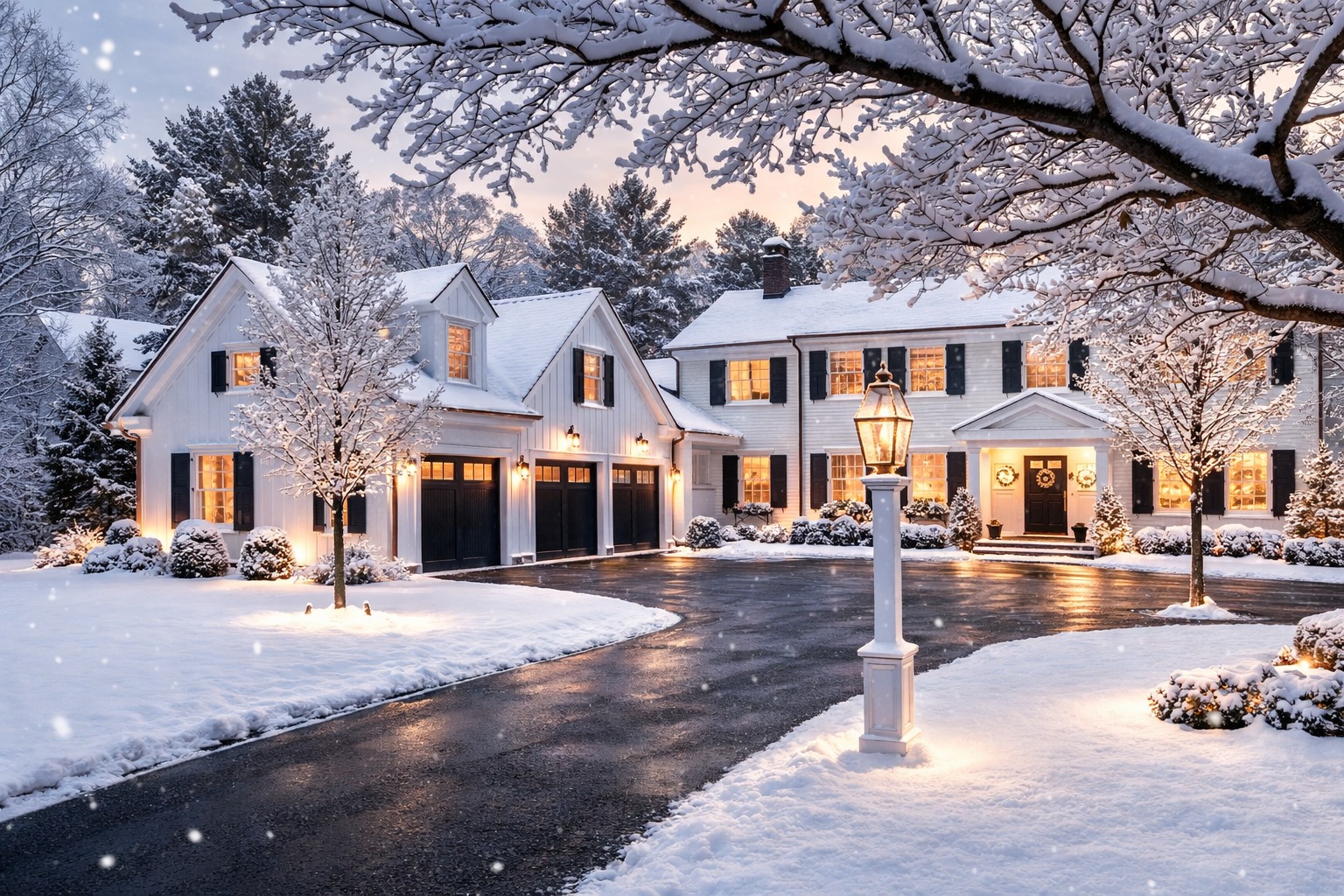 Built for all seasons. Clean rooflines, symmetrical massing, and layered exterior lighting create warmth that carries through even the coldest New England nights.
Photography: @joyellewest
Interior Design: @barkoffcoppola.interiors
Architect: @patrickahearnarchitect
#LuxuryBuilder #CustomHomeDesign #TimelessArchitecture #NewEnglandHomes #EstateLiving