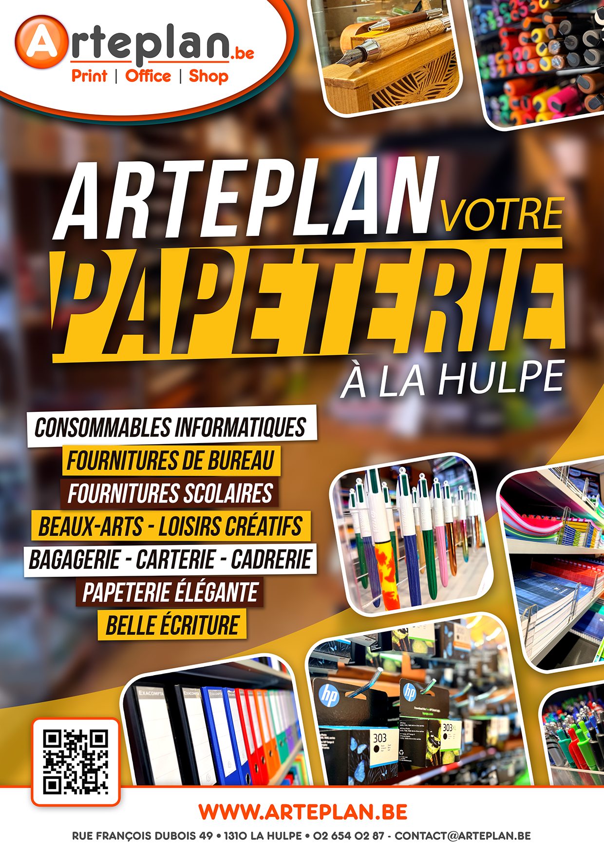 Arteplan Papeterie à La Hulpe – Bien plus que des fournitures !
Découvrez tout pour le bureau, l’école et la créativité : fournitures, beaux-arts, loisirs créatifs, carterie, cadrerie, belle écriture, bagagerie… avec écoute et conseils personnalisés.
📍 Rue François Dubois 49, 1310 La Hulpe
📞 02 654 02 87 | 🌐 www.arteplan.be
💛 Efficacité, inspiration et élégance vous attendent chez Arteplan !
#Arteplan #Papeterie #LaHulpe #BeauxArts #Ecriture #Cartes #Cadrage