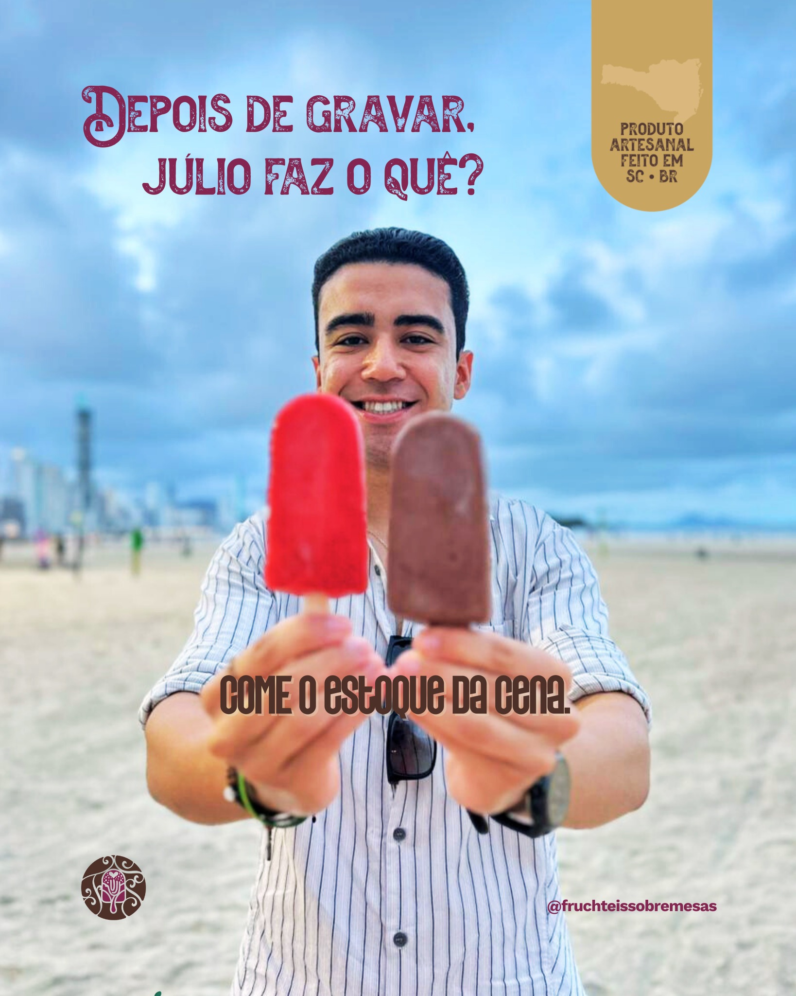 #tbt da gravação com o Júlio, na última terça-feira 🎬🍦
Entre uma cena e outra, rolou um duelo de verdade:
🍫 Brigadeiro cremoso e intenso
🍓 Morango com leite condensado, doce na medida e irresistível
Ele ainda está na dúvida…
E você, qual é o seu time? 👇
Comenta aqui: #timebrigadeiro ou #timemorango
#fruchteis #sobremesanopalito #sobremesadignadeserlembrada #feitoemsc #tbt