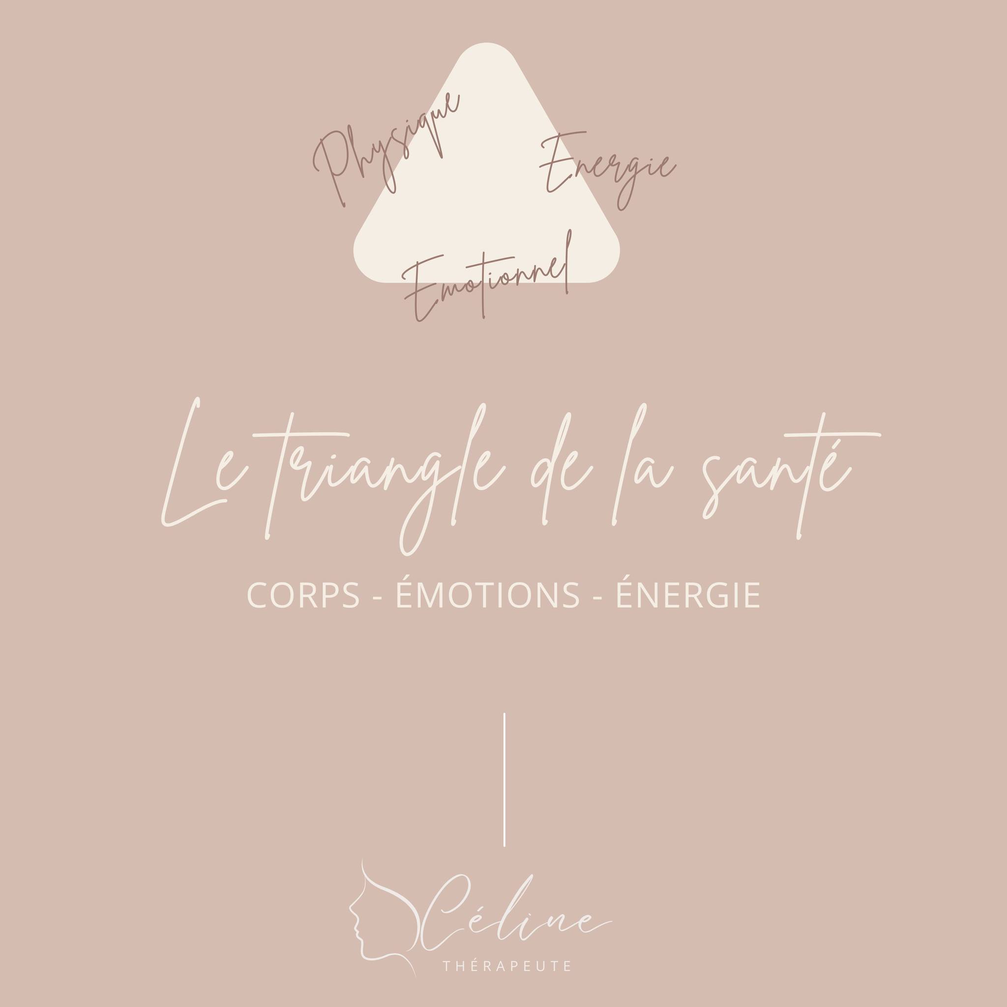 💛 Le triangle de la santé 💛
On parle souvent du corps, parfois des émotions, un peu de l’énergie…
Mais rarement de la manière dont tout est lié. 🌿✨
Le triangle de la santé nous rappelle que notre équilibre repose sur trois axes indissociables :
– le physique,
– l’émotionnel,
– l’énergétique.
Quand l’un vacille, les deux autres compensent.
Quand on rééquilibre un côté, tout le système respire à nouveau.✨
_________________
🩷 Céline Monteiro, Thérapeute
Kinésiologue - Massothérapeute
📍Cabinet Thérapeutes Carouge
📲 +41 78 305 02 98
Je me suis formée à la kinésiologie, à la massothérapie et aux soins énergétiques.
🌿Dans mon soin signature, j’unis la massothérapie et la kinésiologie pour rééquilibrer ces trois dimensions ensemble.
Le corps se relâche, les émotions trouvent leur place, l’énergie circule à nouveau.
Un espace pour revenir à vous, profondément. ✨
________________
🩷 Céline Monteiro, Thérapeute
📍 Cabinet Thérapies 6, Genève
📲 +41 78 305 02 98
ℹ www.celinetherapeute.com