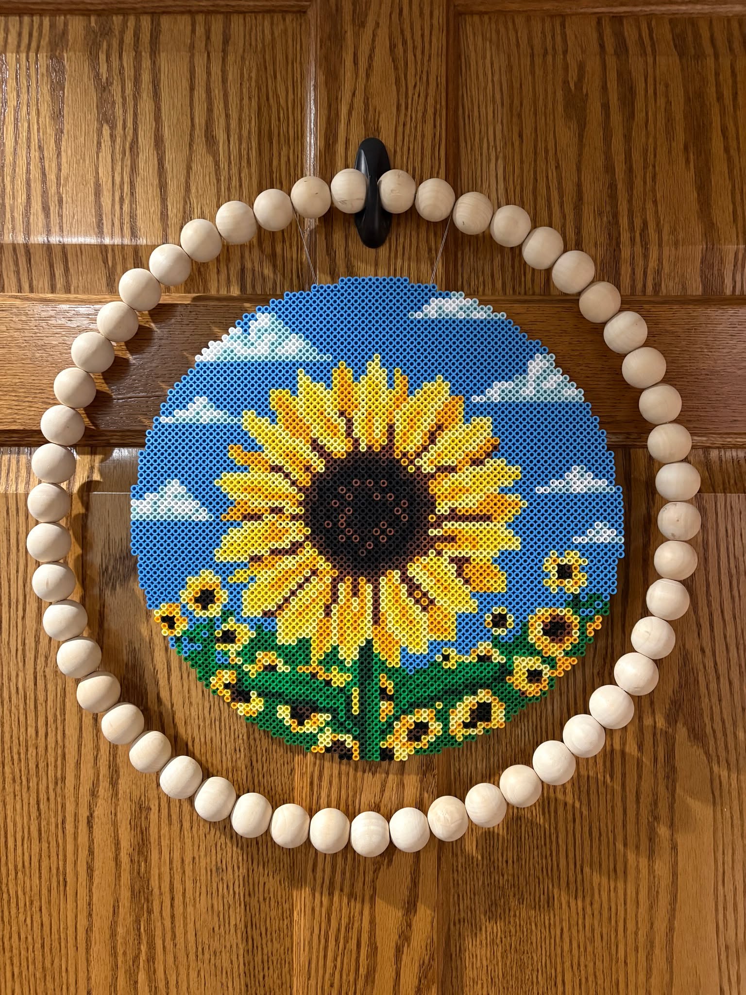 This project contains approximately 3,826 beads and took me 17 hours to complete. The frame size is I am not sure.