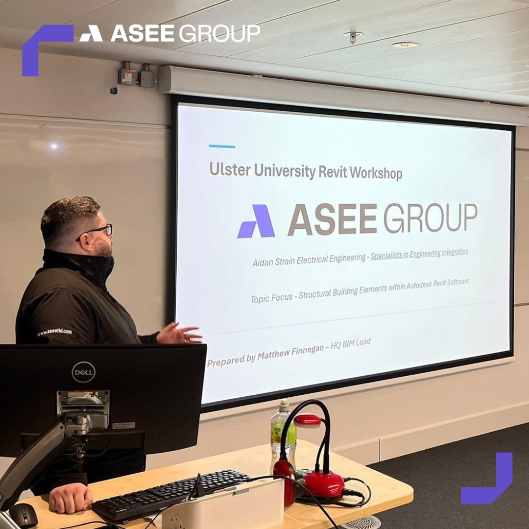Revit Workshop at @ulsteruni📚
We were delighted to return to Ulster University to deliver a Revit workshop for students.
Our HQ BIM Lead, Matthew Finnegan, led the session, sharing practical insights, real-world applications, and lessons learned from his experience in the BIM industry. It was fantastic to see such strong engagement and enthusiasm from the students throughout.
At ASEE Group, we are passionate about investing in the next generation of industry professionals. Collaborating with universities not only allows us to give back, but also to exchange ideas and stay connected to the emerging talent shaping the future of our sector.
Thank you to everyone at Ulster University for the warm welcome & we look forward to continuing our collaboration! 🧑🏼🎓