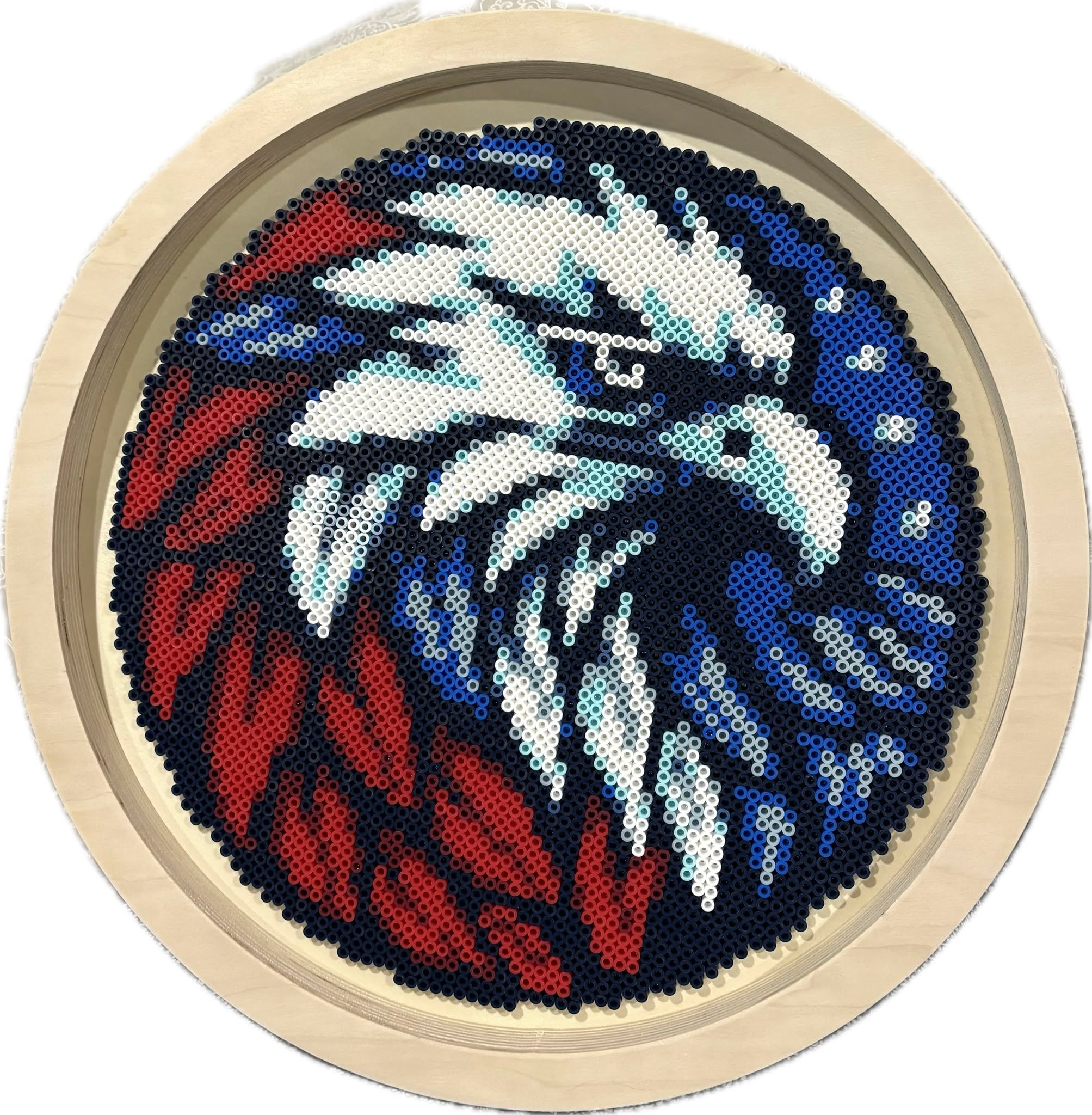 This project contains approximately 2,826 beads and took me 17 hours to complete. The frame size is I am not sure.