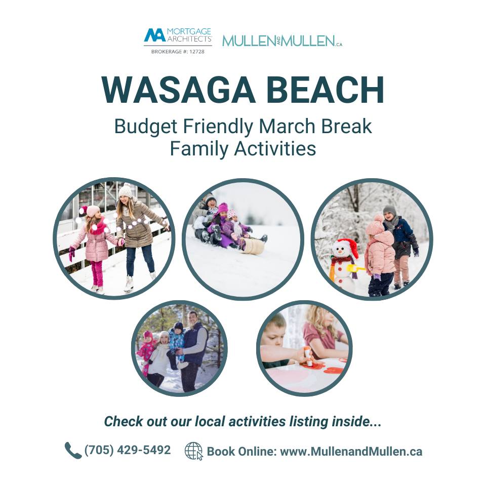 🌟 March Break 2026 — Family Fun in Wasaga Beach!
Looking for fun, affordable activities to enjoy with your family this March Break in Wasaga? There’s plenty happening there too! 👇
🎉 Community Activities & Programs
• Wasaga Beach Public Library — A week full of free, family-friendly programs. Check it out here: https://wasagabeachpubliclibrary.ca/march-break-2026/
⛸️ Local Skating
• Wasaga Arena — Drop-in skating & programs:
https://www.wasagabeach.com/programs-services/recreation/drop-in-programs/
• Oakview Woods Outdoor Rink — Outdoor skating fun:
https://events.wasagabeach.com/en/explore-and-discover/oakview-woods.aspx
Wishing everyone a fun filled week! 💙
💻 www.MullenandMullen.ca
📞 (705) 429-5492.
MORTGAGE ARCHITECTS, BROKERAGE #12728
#MarchBreak2026 #FreeFamilyFun #LifesMoments #MullenandMullen #WasagaBeach #Clearview #MortgageArchitects