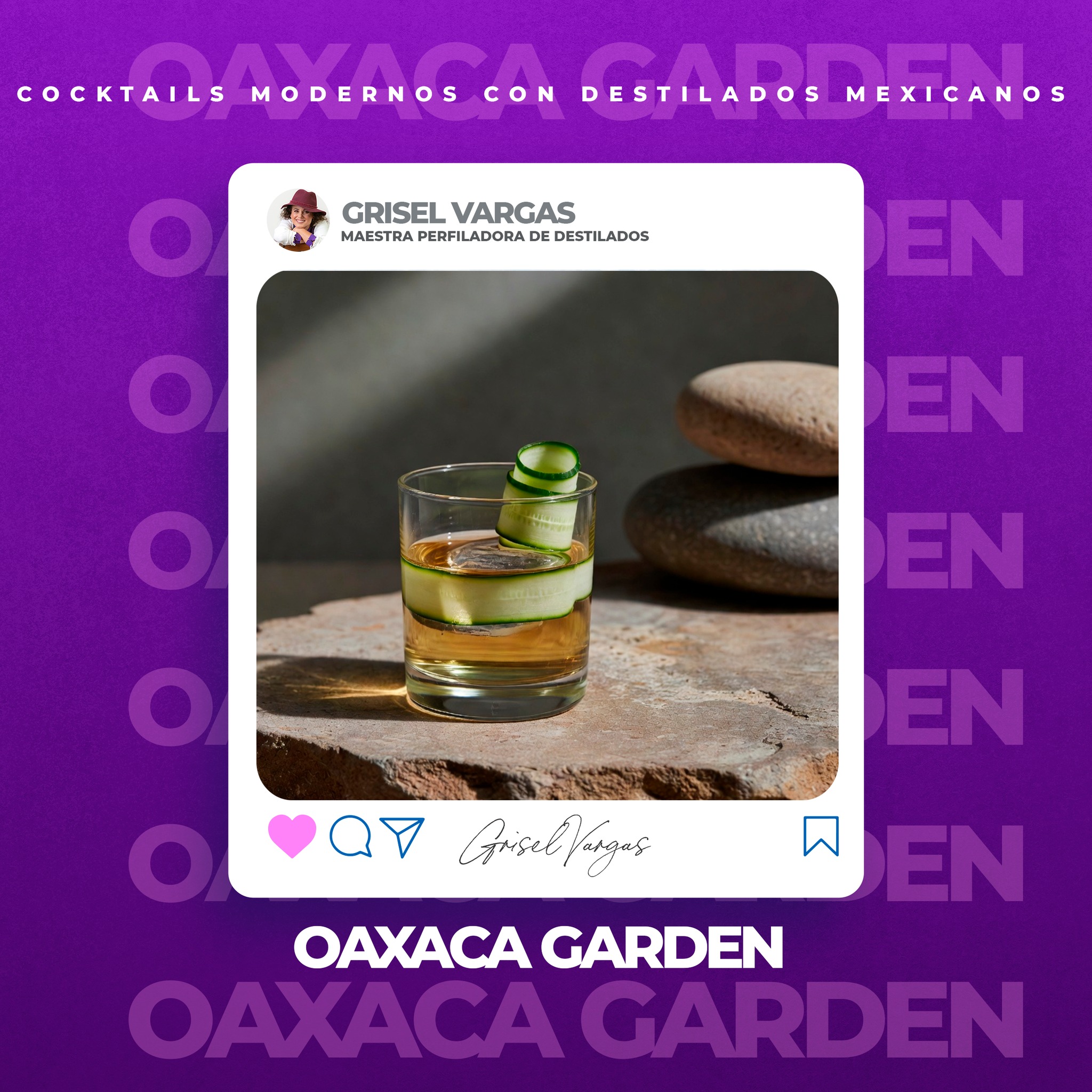 Oaxaca Garden (Cocktails Modernos con Destilados Mexicanos)
Mezcal Espadín
45 ml mezcal
20 ml licor herbal
25 ml jugo limón
15 ml jarabe simple
3 rodajas pepino | Muddle suave pepino.
Shake.
Double strain | Coupe | Ahumado vegetal, seco |
Integra mixología mexicana en tu próxima activación.
#MexicanSpirits
#AgaveCulture
#ModernMixology
#DestiladosMexicanos
#CraftCocktails
#AgaveExperience
#spiritsinnovation