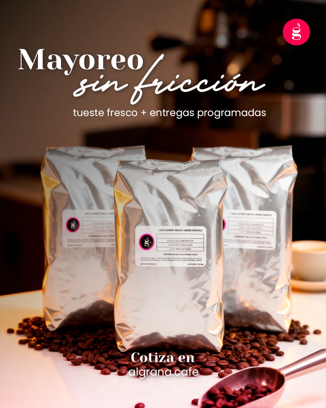 Café para equipos que necesitan consistencia. ☕📦
Tueste fresco · entregas programadas · asesoría.
Cotiza en algrana.cafe