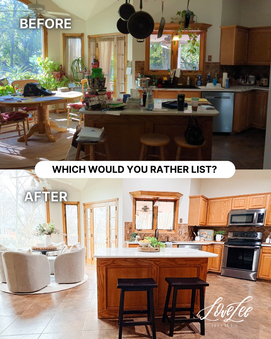 Which Would You Rather List?
First impressions matter. When buyers walk into a home, they make decisions quickly and emotionally. Professional staging creates clarity, balance, and flow so the home feels spacious, cohesive, and market-ready.
By thoughtfully editing and furnishing a space, we help buyers focus on the home itself, not the distractions. The result is stronger photos, more showings, and a listing that appeals to the widest pool of buyers.
If you’re preparing to list in the Wichita area, let’s position your property to stand out from day one.
#WichitaRealEstate #WichitaRealtor #ICTRealEstate #HomeStaging #KansasHomes
