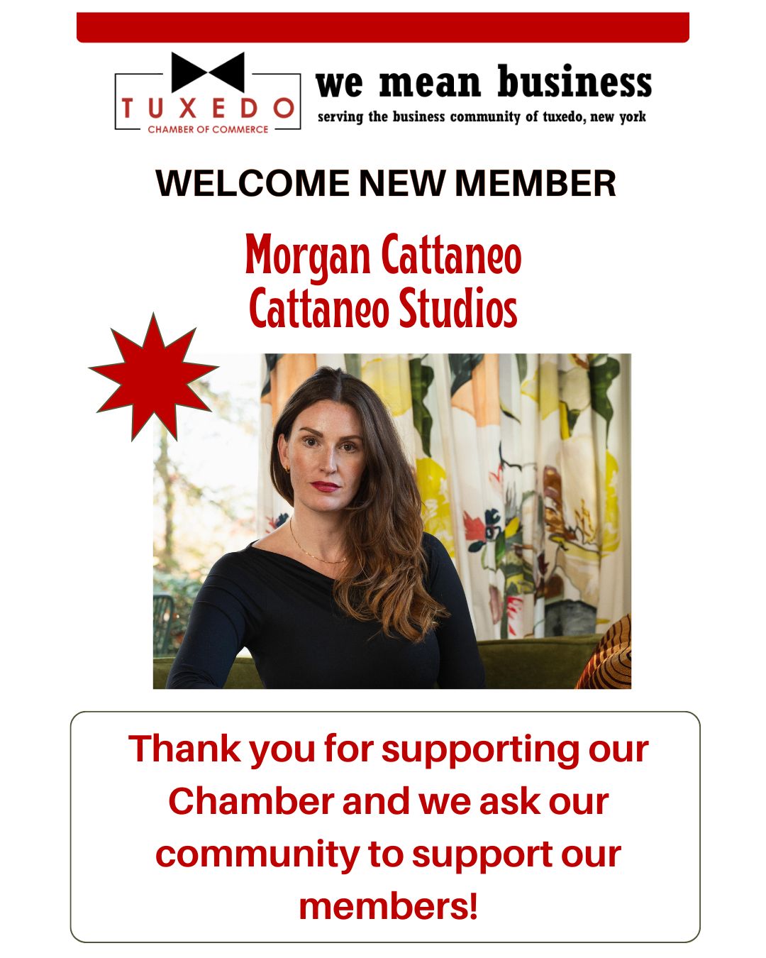 Welcome Morgan Cattaneo of Cattaneo Studios to the Tuxedo Chamber of Commerce!