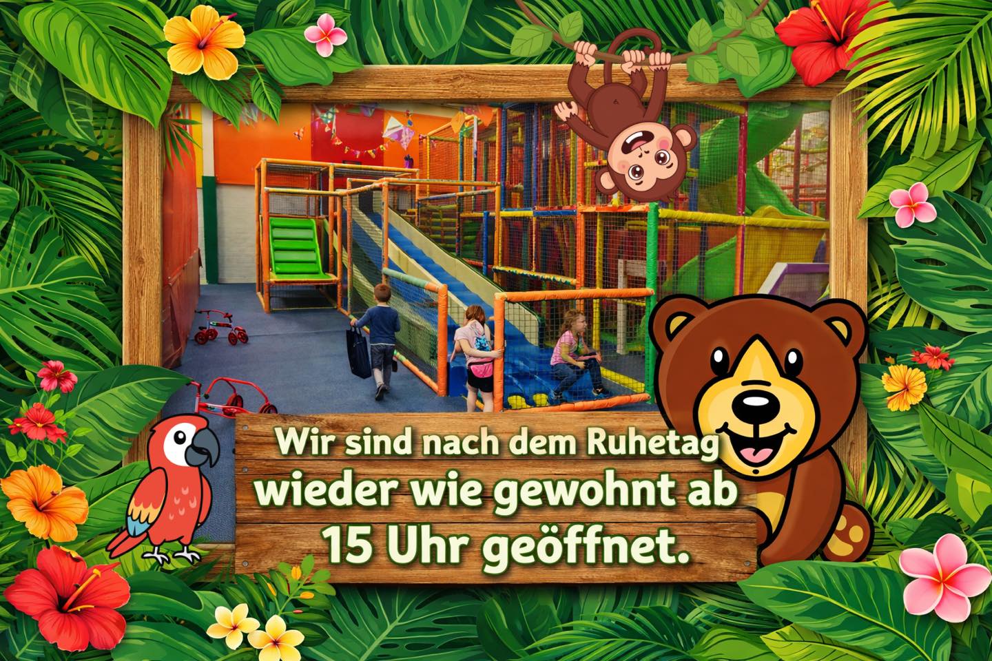 Wir sind heute wieder wie gewohnt ab 15 Uhr für euch geöffnet! 🎉
Kommt vorbei zum Spielen, Hüpfen und Toben – bei uns ist richtig was los! 🤸♂️✨
Euch erwarten:
🧗♂️ Klettern
🤸♀️ Trampolin springen
🏃♂️ Rennen & herumsausen
🚗 Rutschen & fahren
🎈 Und vieles mehr!
Schnappt euch eure Freunde und erlebt einen actionreichen Nachmittag voller Spaß und Bewegung. Wir freuen uns auf euch! 💛
#mollibärspielpark#mollibär#molbergen#famileinzeit#mollibär#mollibär🐾🐻#mollibärpark#mollibär🐾🐻mollibärpark