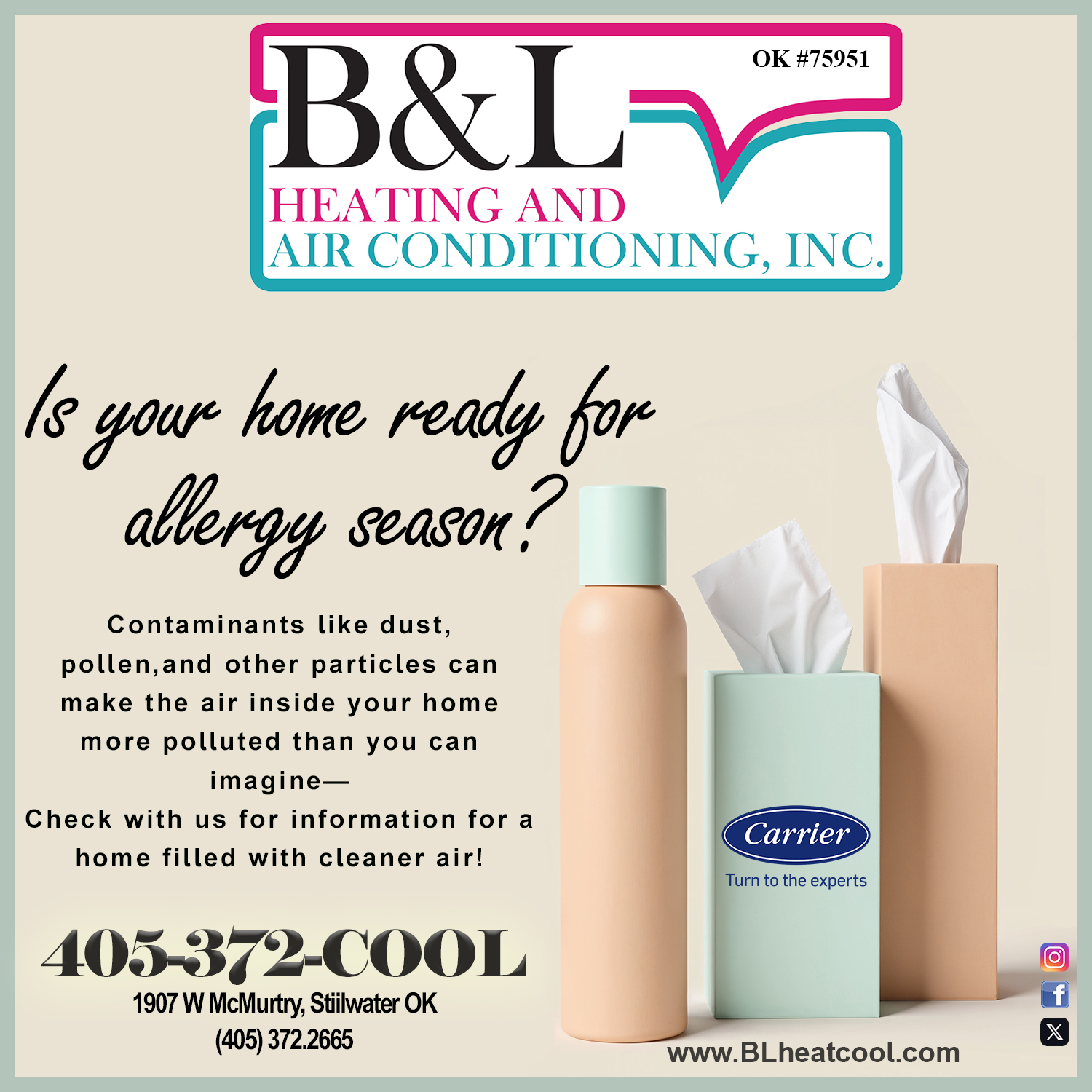 Call us to ask us about a purification or UV light system for your home!