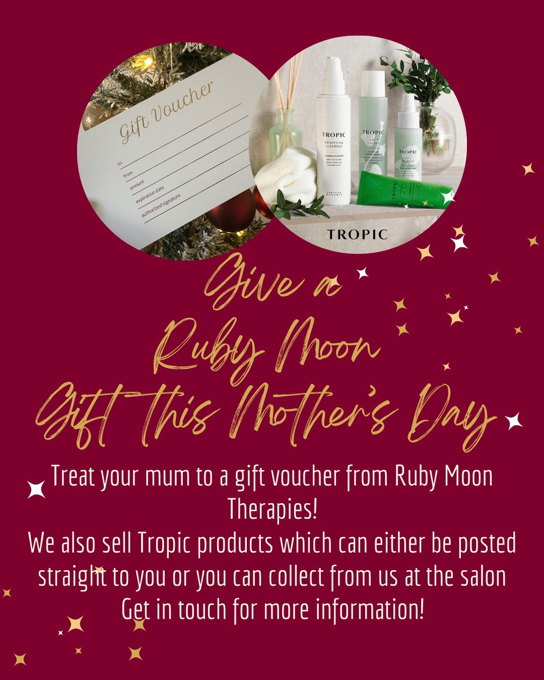 It's 1 week till Mother's Day ... so if you are still looking for the perfect gift maybe get her a gift voucher for Ruby Moon Therapies to give her an excuse to take some time to relax and destress ❤
Vouchers are available to collect from our Horley salon so just pop us a message to order and arrange collection! Or if you would like to purchase some wonderful Tropic products just click the link in our bio - there are some wonderful sets if you're not sure which products to choose !
#mothersdaygift #mothersdaysurrey #mothersdayhorley #rubymoonvoucher #massagevoucher #giftvouchermassage #horleysalon #horleymums #surreymums