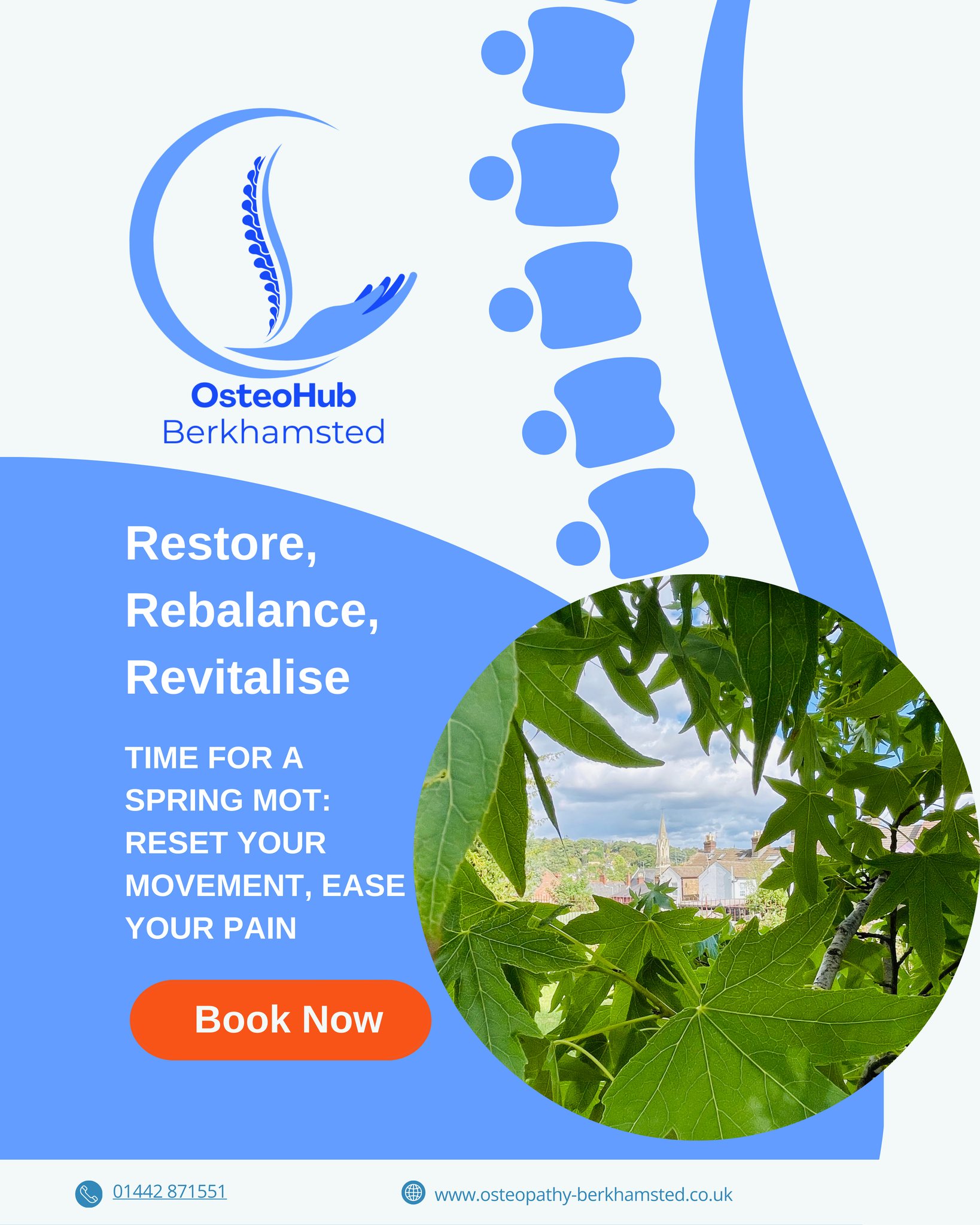Feeling stiff, sore or “stuck” in your body as the seasons change? It might be time for a spring MOT. Reset your movement, ease your pain and get back to doing what you love with tailored osteopathic care right here on Berkhamsted High Street. Book your appointment today and give your body the spring clean it deserves.
✨ Osteopathy for back, neck and joint pain
✨ Hands‑on treatment plus movement advice
✨ Convenient location on Berkhamsted High Street
Restore Rebalance Revitalise
#Berkhamsted #BerkhamstedHighStreet #Osteopathy #Osteopath #OsteoHub #BackPain #NeckPain #JointPain #MoveBetter #PainRelief #SpringMOT #SpringReset #Posture #HealthyLiving #Hertfordshire #LocalBusiness #SupportLocal #Wellbeing #HealthAndWellness