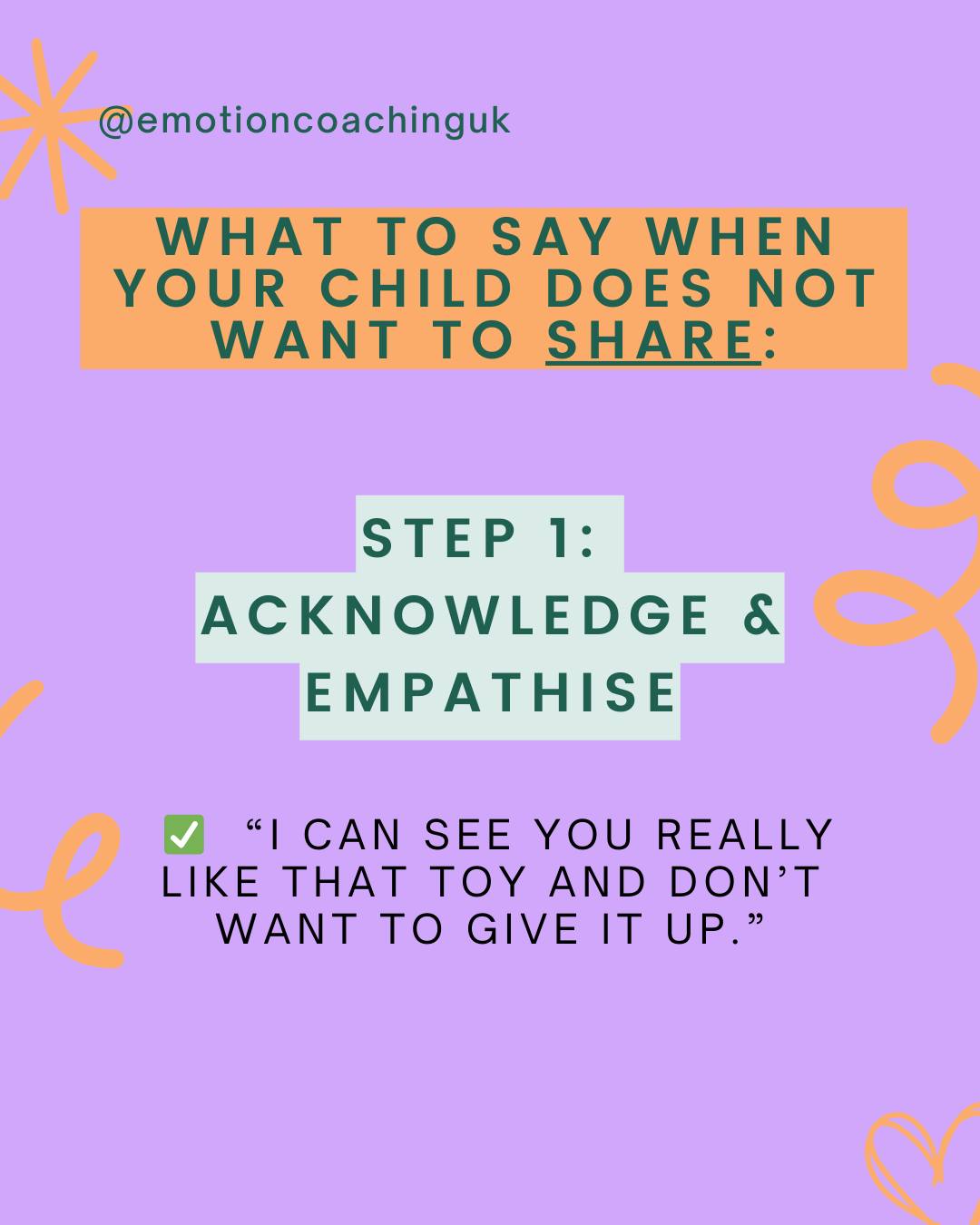 Big feelings, little humans 💛
When your child doesn’t want to share
Acknowledge & Empathise → Label + Validate → Set limits → Problem-solve.
Connection before correction and cooperation will follow👣✨
#EmotionCoaching #PositiveParenting #ConnectionBeforeCorrection #ChildWellbeing