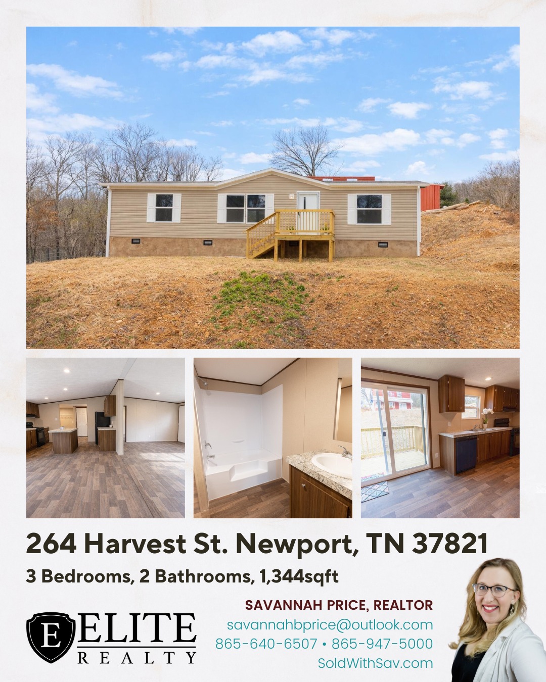 🏡✨ TRU SATISFACTION in Newport! ✨🏡
📍 264 Harvest St | Newport, TN 37821
💲 $213,900
🛏 3 Bedrooms | 🛁 2 Bathrooms | 📐 1,344 SF
Brand new and never lived in! This beautiful Clayton home offers modern comfort, privacy, and incredible value.
Step inside to an open-concept layout with a spacious living area, durable flooring, and a bright kitchen featuring abundant cabinetry and a center island — perfect for gathering and everyday living. The split-bedroom design adds extra privacy, while the primary suite includes a walk-in closet and private bath.
Enjoy a peaceful setting while staying conveniently close to downtown Newport and just a short drive to Sevierville, Pigeon Forge, Gatlinburg, the Smokies, Knoxville, Morristown, and more! Connected to public utilities with all brand-new, low-maintenance systems.
💰 Multiple financing options available — payments are often less than rent!
Start the New Year in YOUR new home 🎉
📲 Schedule your showing today!
https://www.flexmls.com/share/DYVwf/264-Harvest-St-Newport-TN-37821
#EastTennesseeRealEstate #LocalAgents #SavannahPriceRealtor #BuySmart #EliteRealty #HomeValue #newconstruction