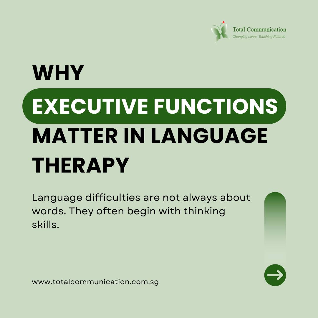 Is it really a language difficulty - or a thinking skill gap?
Discover how executive functions shape real learning at Total Communication.
Contact us to learn more, call/WhatsApp: +65 9115 8895
#ExecutiveFunctions #LanguageDevelopment #EducationalTherapy
#SpeechTherapySingapore #LearningDifferences