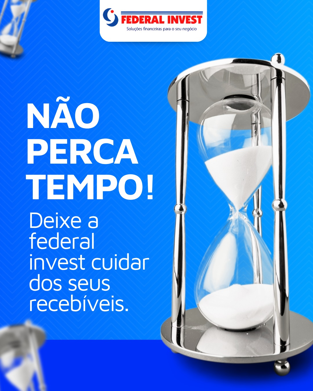 ⏳💼 Não perca tempo!
Deixe a Federal Invest cuidar dos seus recebíveis enquanto você foca no que realmente importa: vender, crescer e expandir seu negócio.
Com soluções seguras e ágeis, transformamos vendas a prazo em capital imediato para manter seu fluxo de caixa sempre saudável.
📲 Fale com a nossa equipe e ganhe mais eficiência na gestão financeira da sua empresa.
#FederalInvest #AntecipacaoDeRecebiveis #CapitalDeGiro #FluxoDeCaixa #GestaoFinanceira #Empreendedorismo